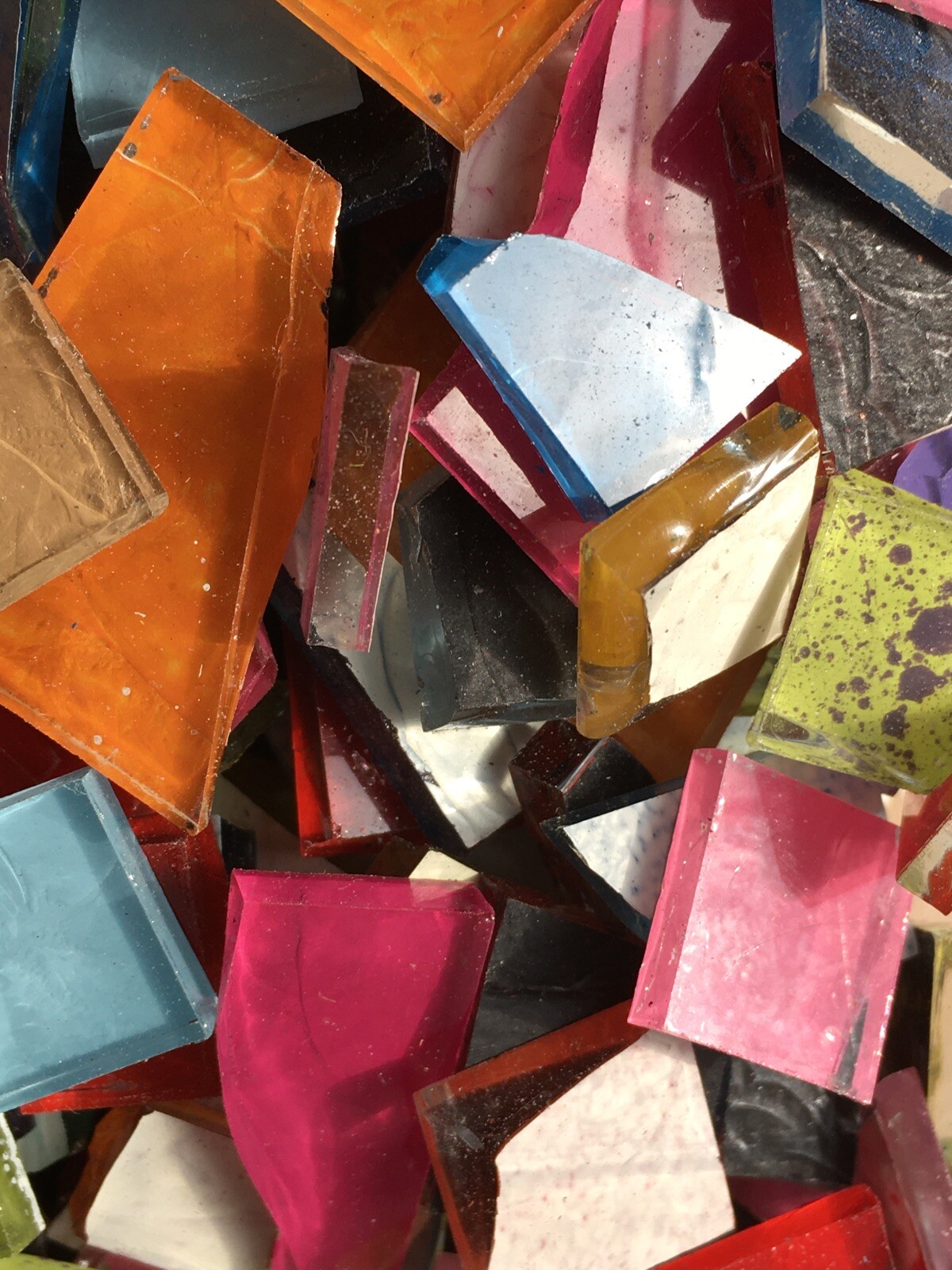 1 Lb MOSAIC GLASS TILE BLUERIVERGLASS HANDPAINTED HAND-CUT FREE-CUT MIX COLORS