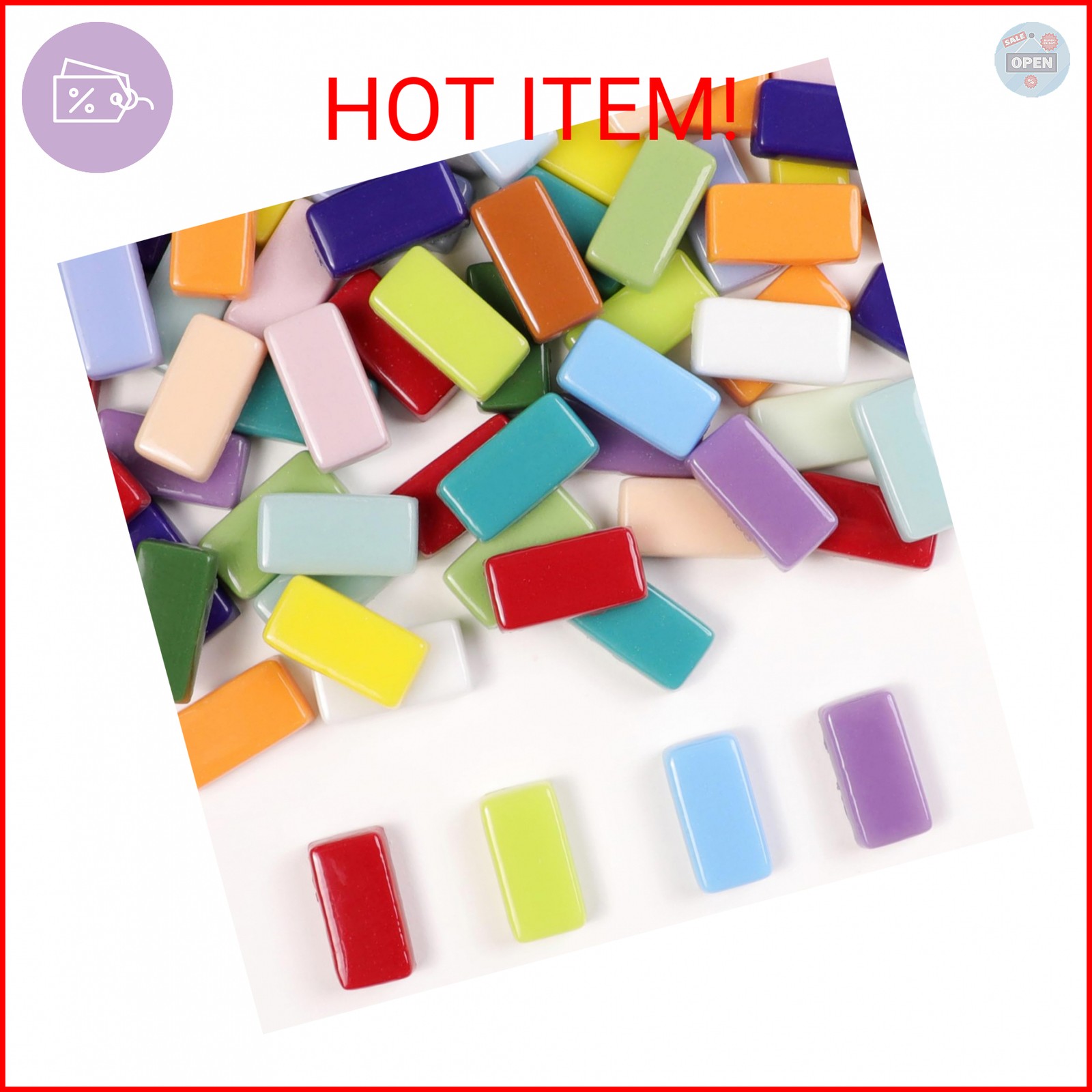 1 LB Mixed Shapes Glass Mosaic Tiles for Crafts Bulk, Colorful Opaque Recycle Gl