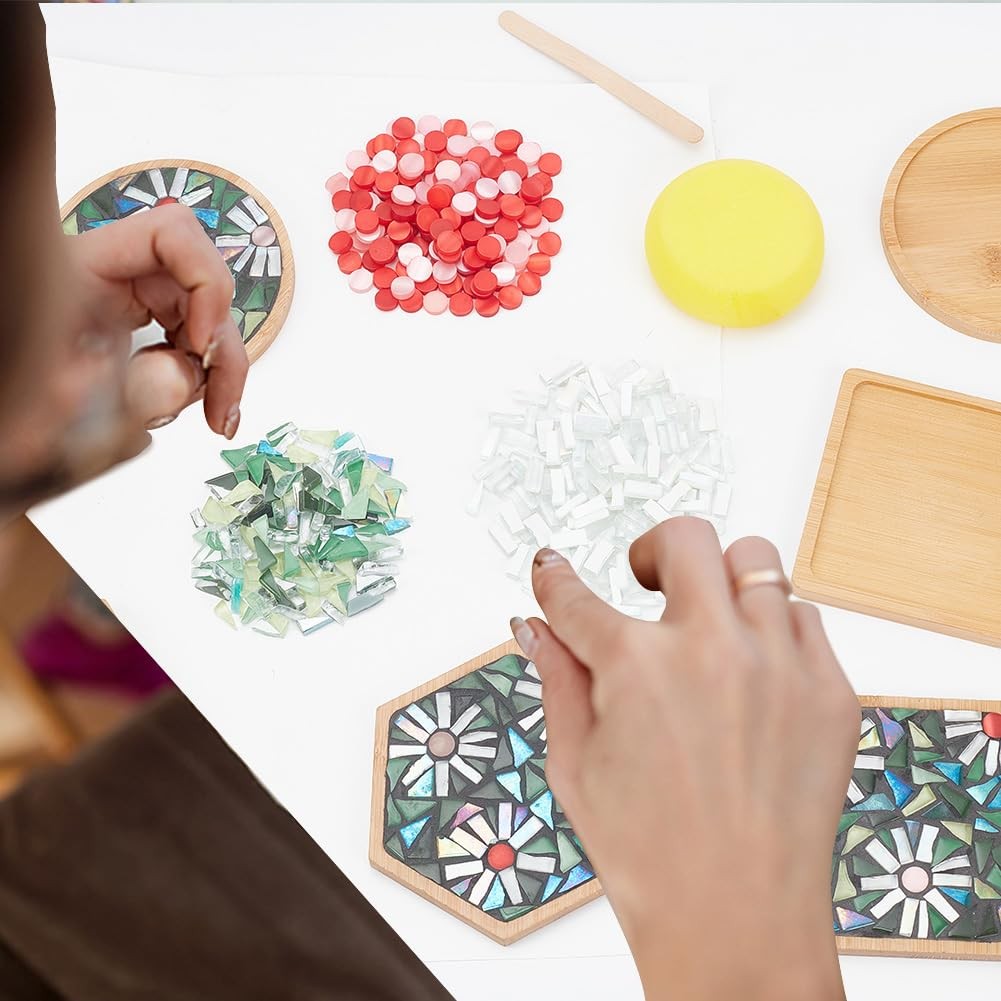 3 Styles DIY Mosaic Craft Kit Easy to Make DIY Flower Mosaic Bamboo Coasters …
