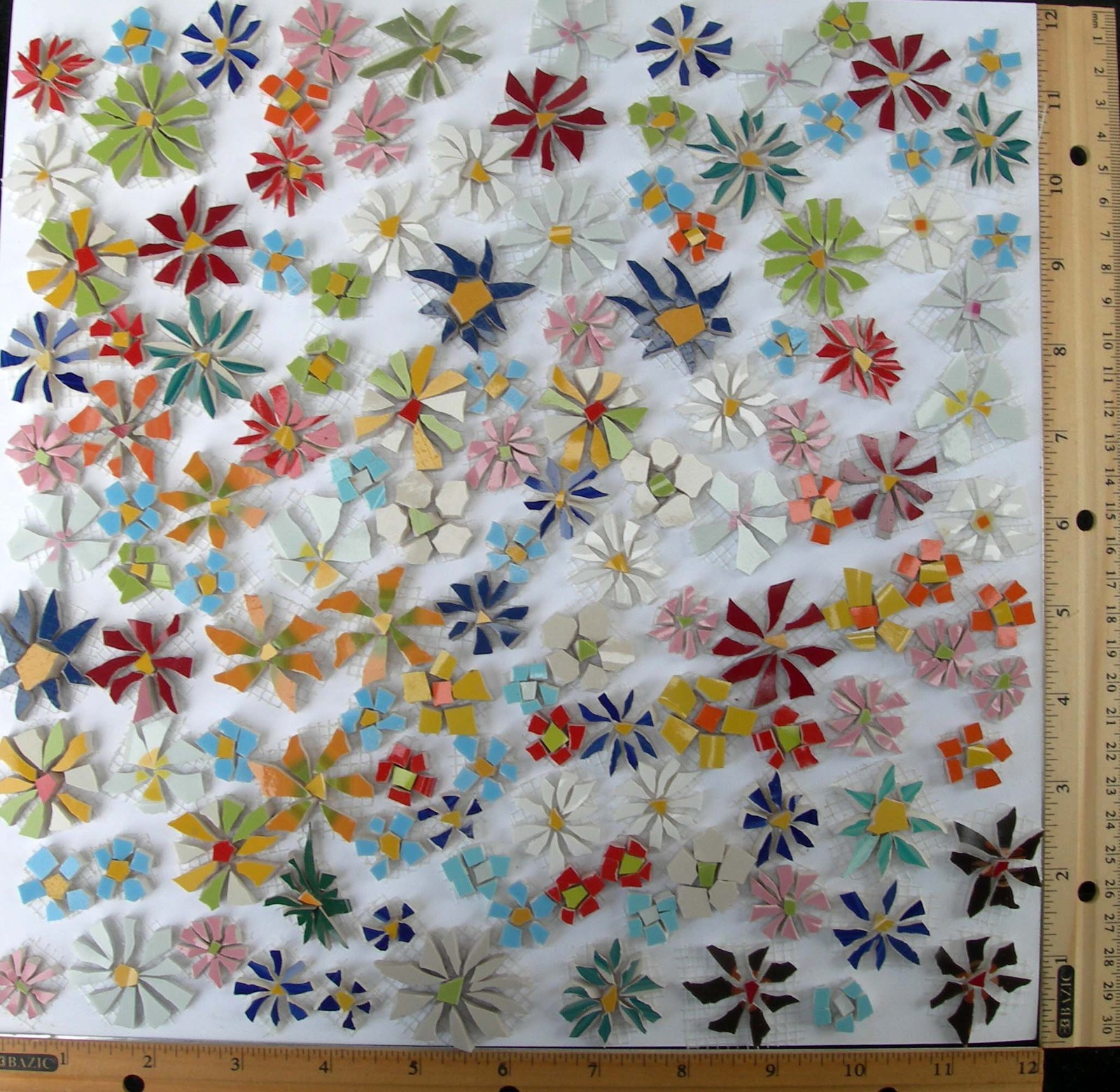 One Square Ft Mix Flowers Mosaic Tiles, Assorted Colorful Daisy Tiles
