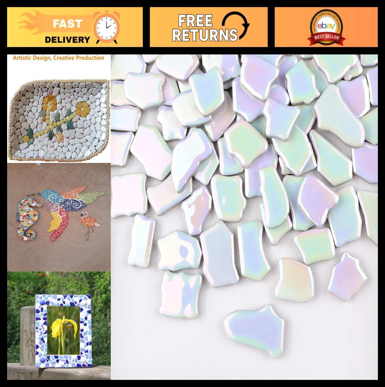 Irregular Ceramics Mosaic Tiles 0.78″-1.57″ – DIY Craft Supplies for Home Decor