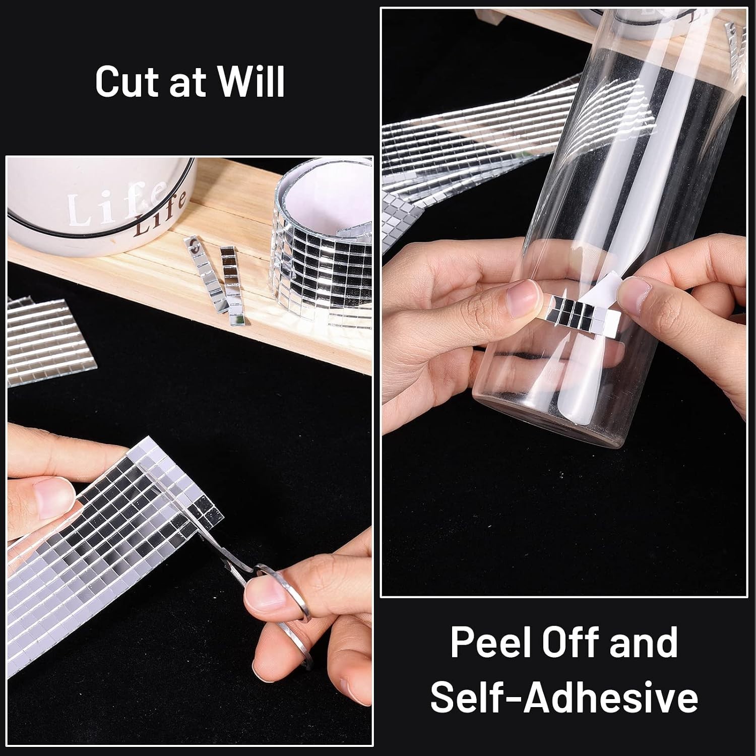 2360 PCS Self-Adhesive Silver Mosaic Tiles – 5×5 mm Mirror Squares for DIY Decor