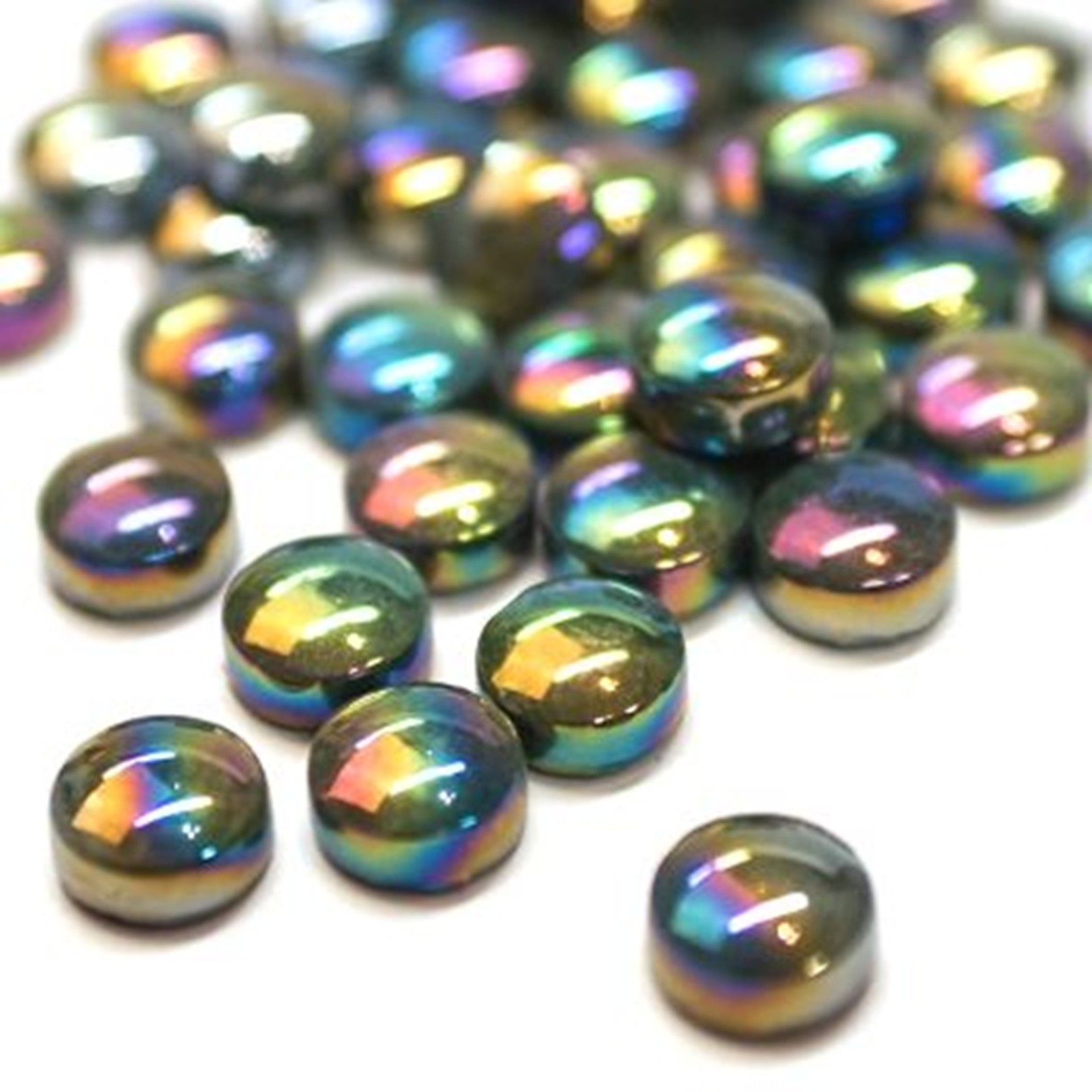 Pearlized Black Round Glass Dots Glass Mosaic Tile Pieces – 25 tiles – 12 MM