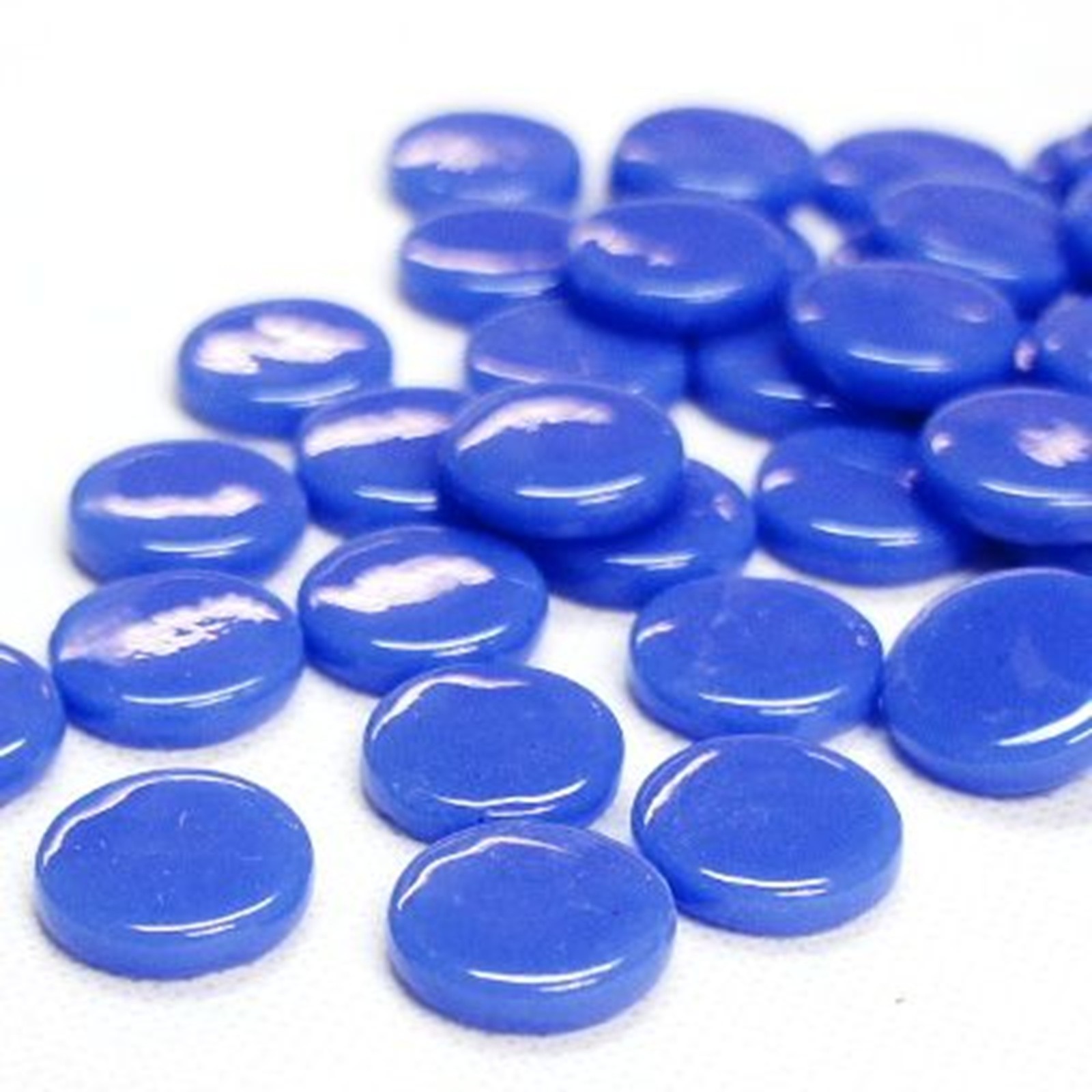 Medium Blue 25 tiles 18 mm Recycled Glossy Round Glass Mosaic Tile Pieces 4 mm