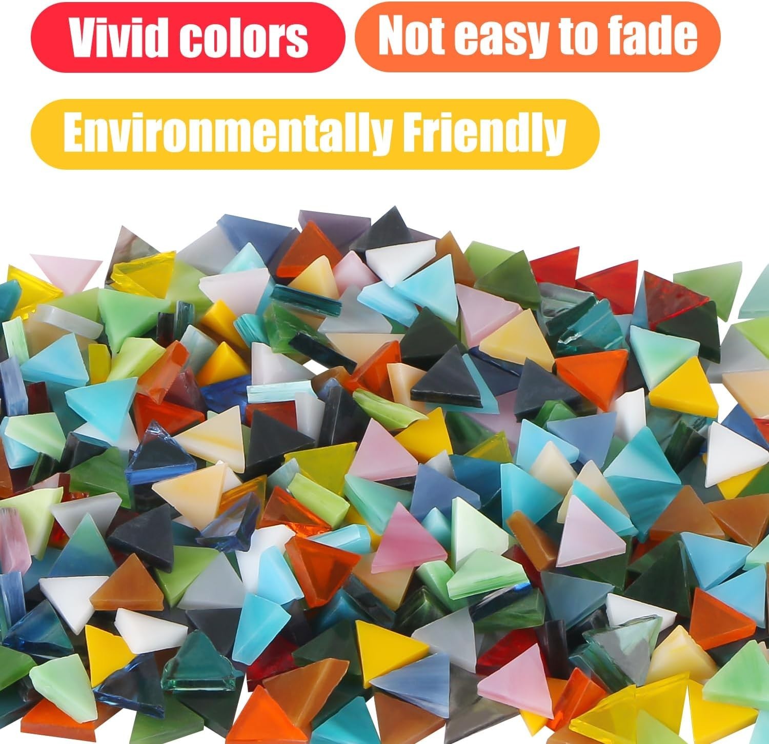 Flat Glass Mosaic Tiles, 550 Pcs Stained Glass Mosaic, Triangle Mixed Color F…