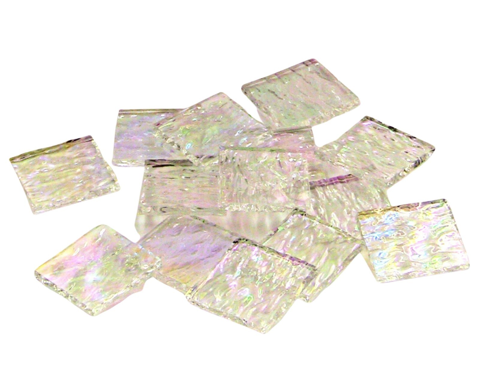 Clear Granite Luminescent Squares | Hand Cut Mosaic Glass Tile Shapes | 96 coe