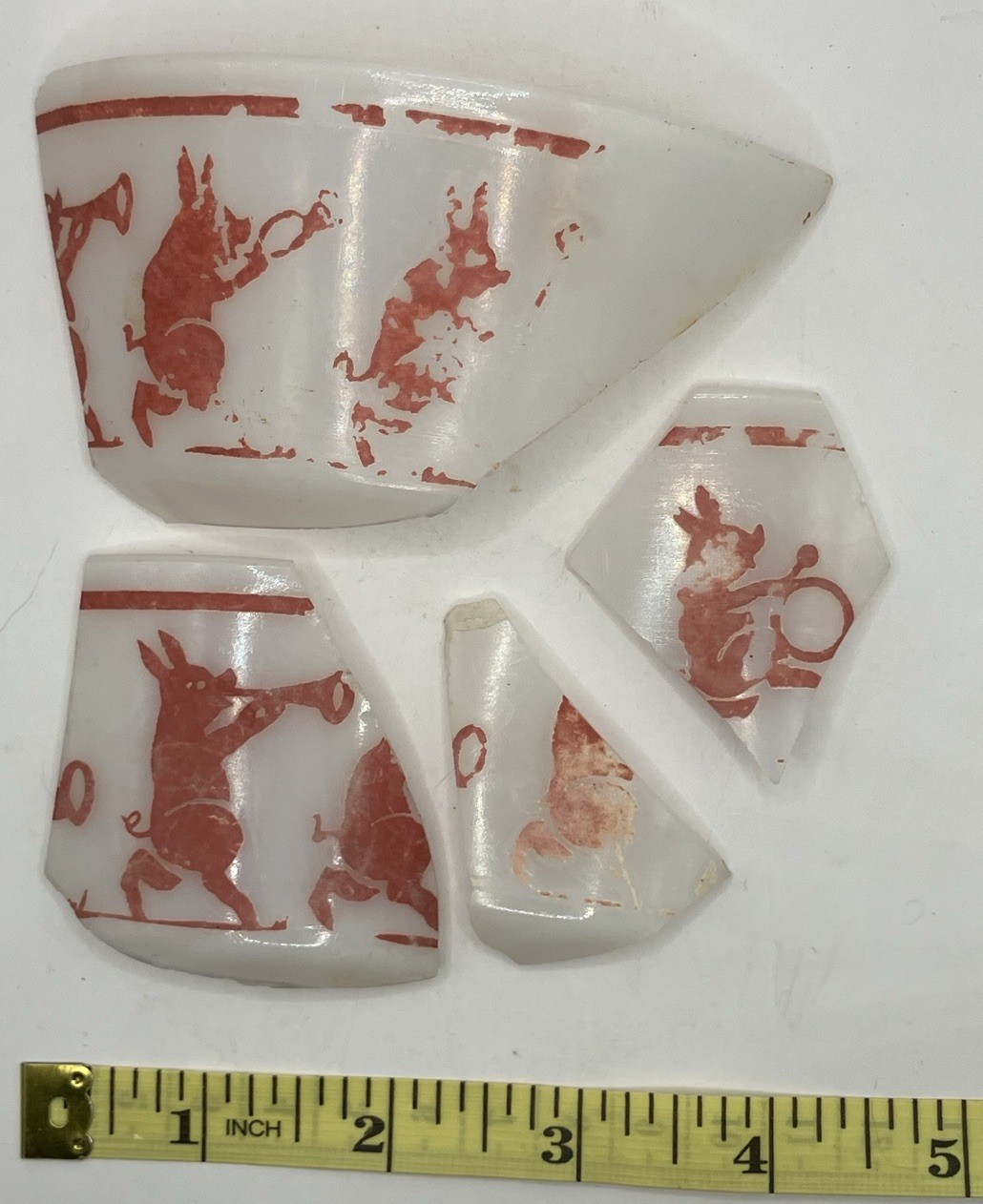 Hazel Atlas Pig Parade Milk Glass Shards Desert Dug Mosaic Craft Supply