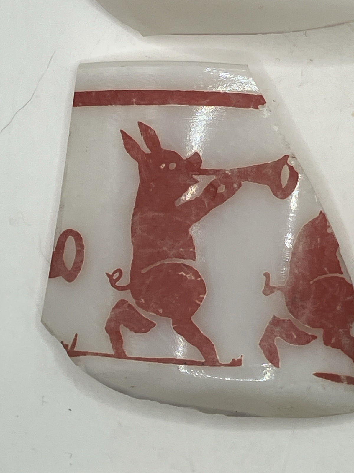 Hazel Atlas Pig Parade Milk Glass Shards Desert Dug Mosaic Craft Supply