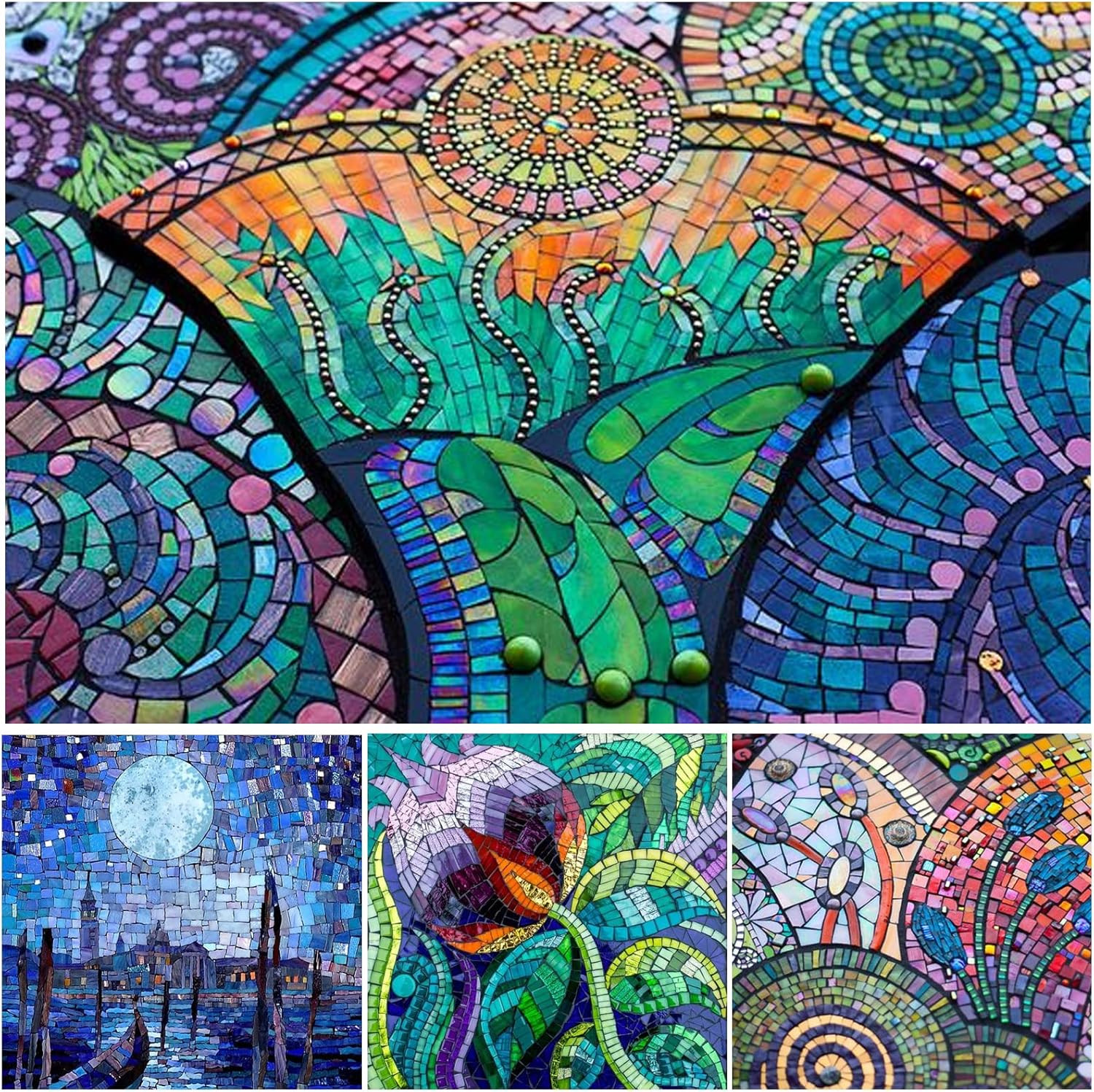 Rectangular Iridescent Glass Mosaic Tiles for Crafts, 1.6″ X 0.4″ Precut Mixed C