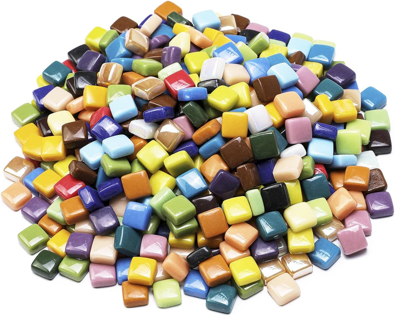 2 Pounds Vibrant Glass Mosaic Tiles for Arts and Crafts, Colorful Bulk Loose Mos