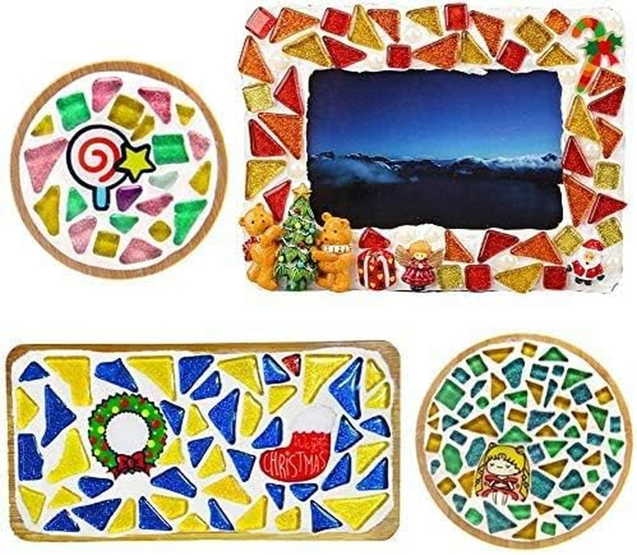 Mosaic Tiles,Glass Tiles, Shine Crystal Mosaic Glass Pieces Bulk Assorted Square