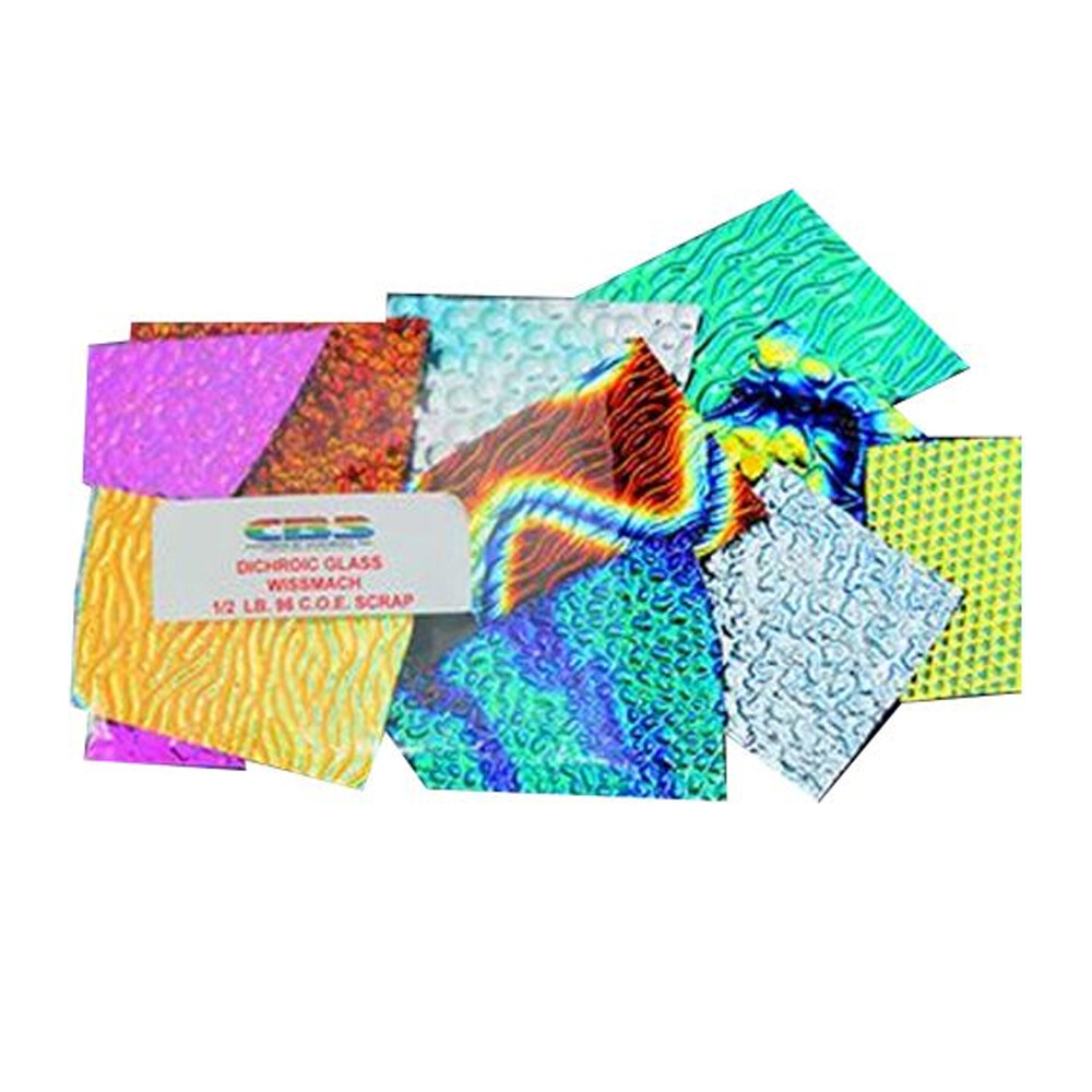 CBS Dichroic Jewelry Pack on Black Glass 1/2lb.Bag 96 COE