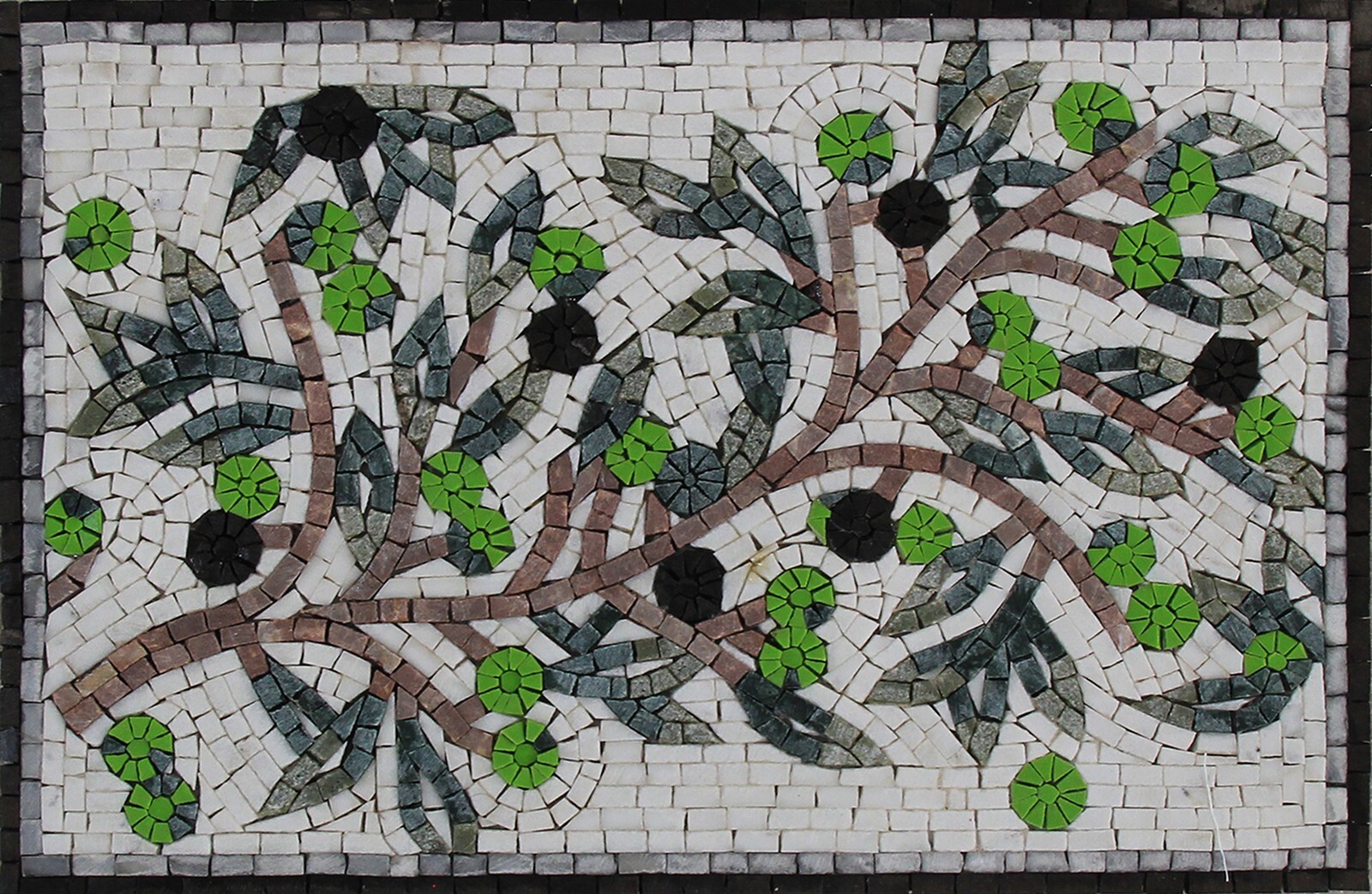 Marble Mosaic Souvenir Cultural Decor, Olive Leaves, Greece