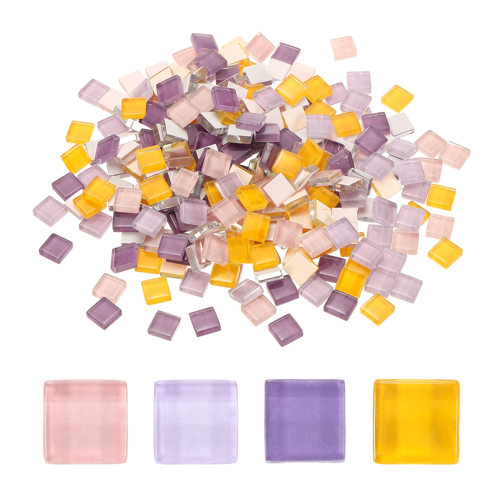300Pcs Glass Mosaic Tiles Square Crystal Mosaic(0.4 x 0.4 Inch Dusk Purple),