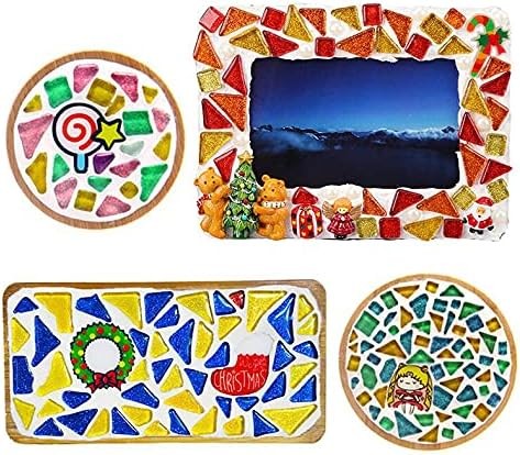 500g Mosaic Tiles for Crafts – Irregular Mini Crystal Tiles 0.4×0.4″ Mixed Color