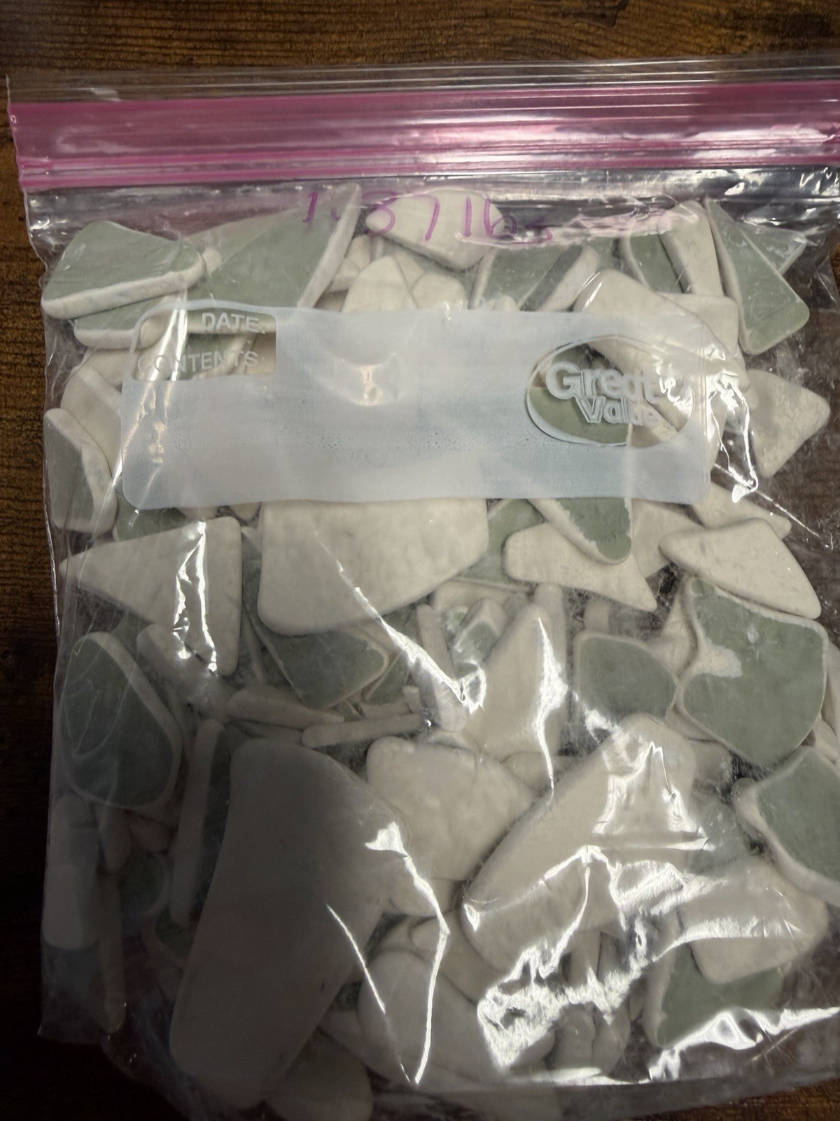 Tumbled Broken Faux Sea Pottery Pieces Multi Sizes Mosaic Art 4 Lbs Green White