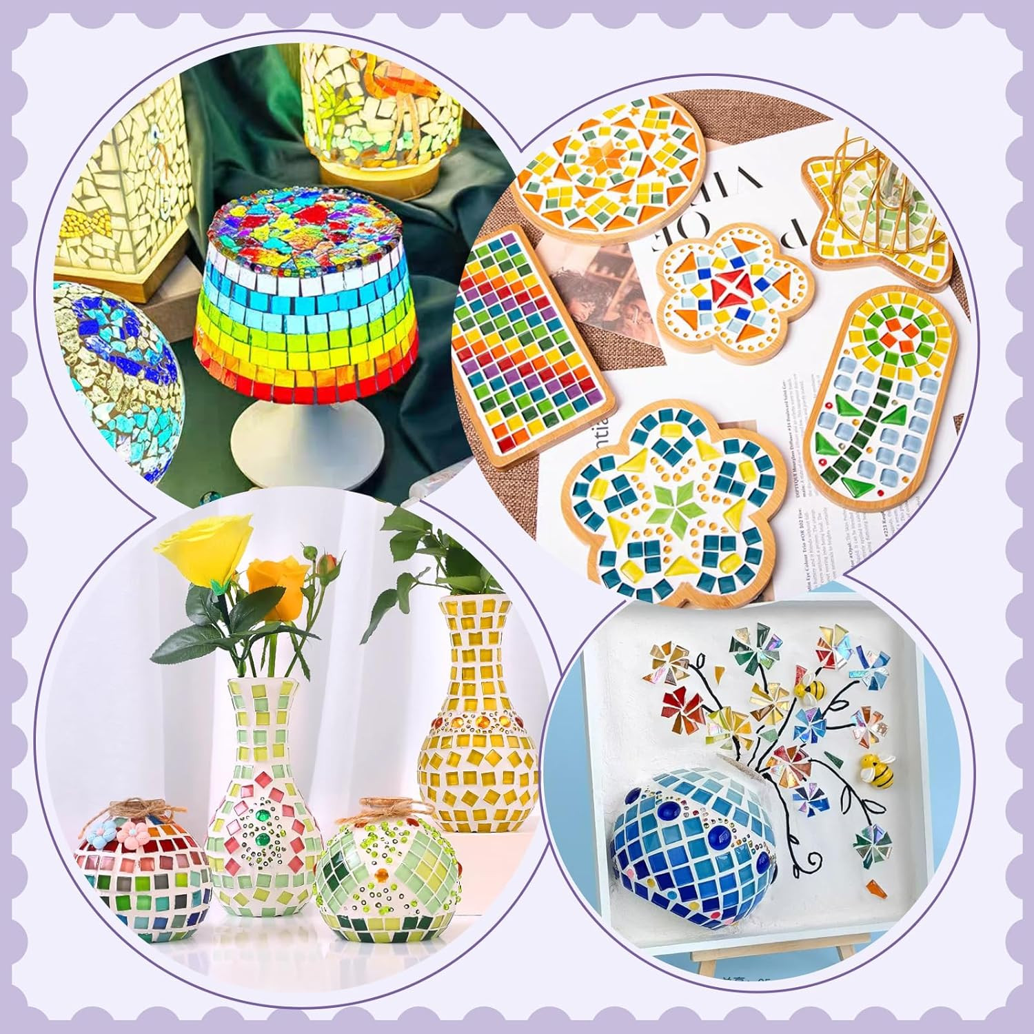 432 Pcs Glass Mosaic Tiles 12 Colors 10Mm Glass Pieces with Storage Box | Transp