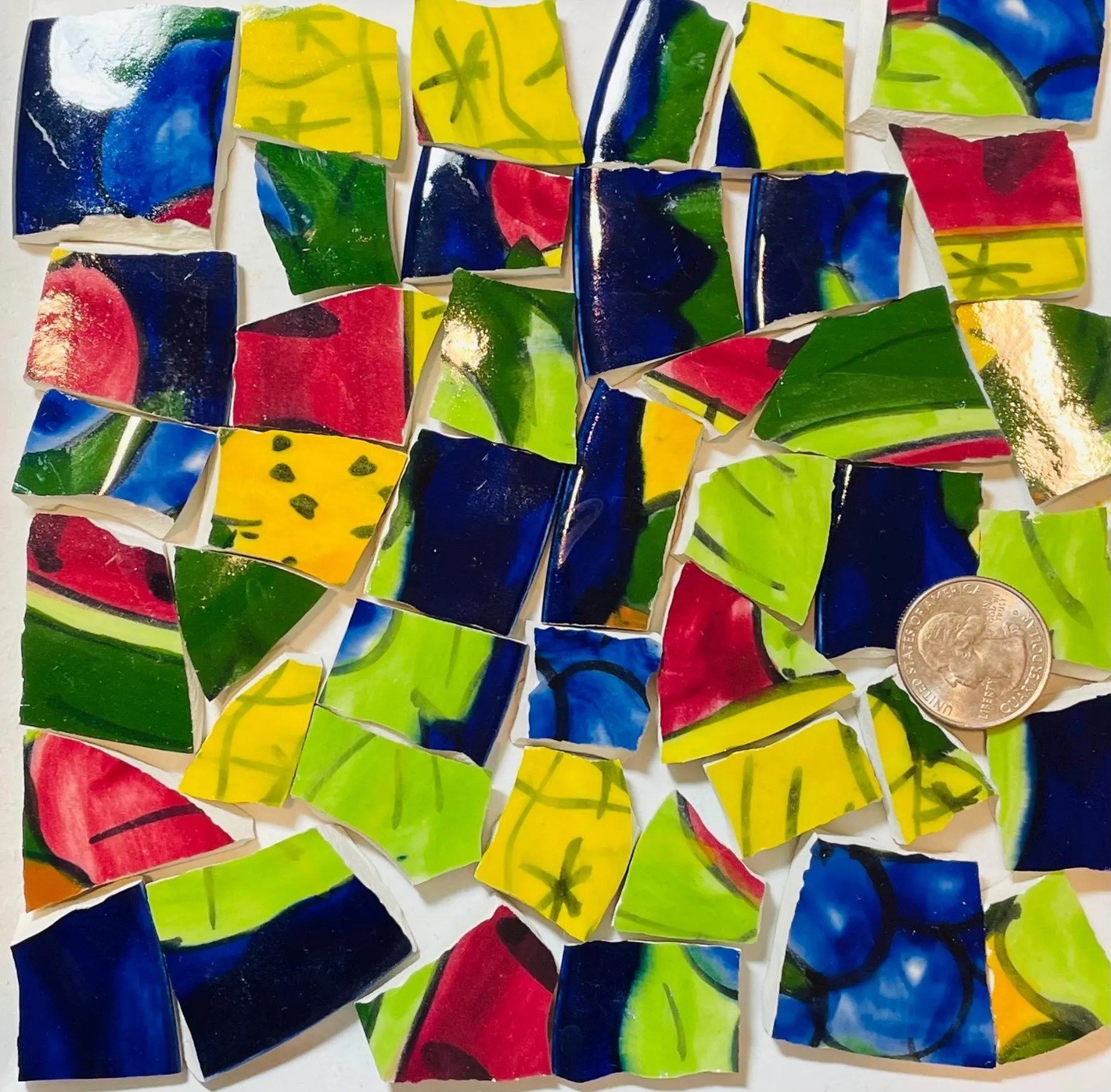 Broken China Mosaic Tile Arts and Craft Supplies – Colorful Fruit Tiles D915
