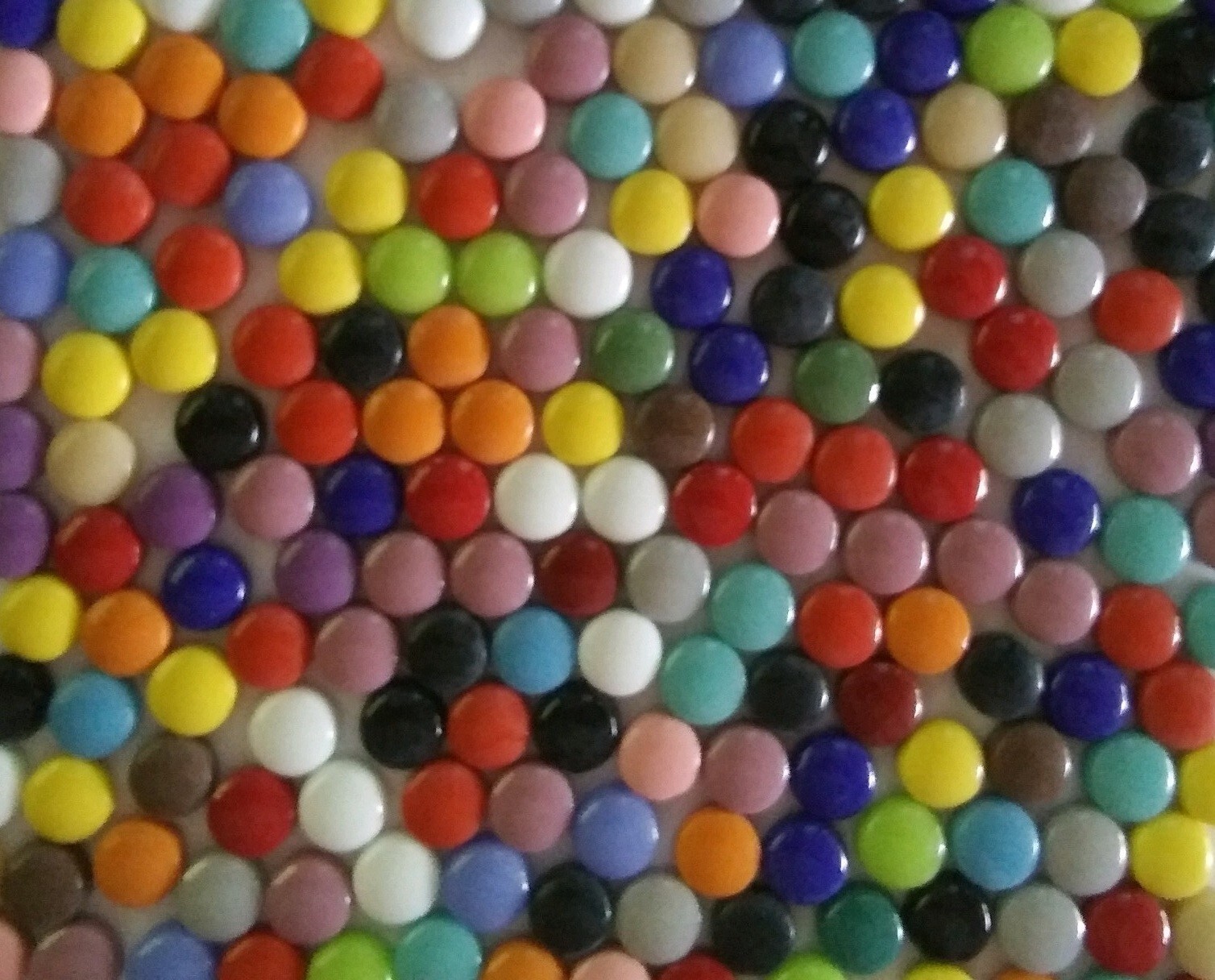 Round Glass Mosaic Tile Dots – Mixed Assorted Colors – 50 tiles – 12 MM X 6 MM