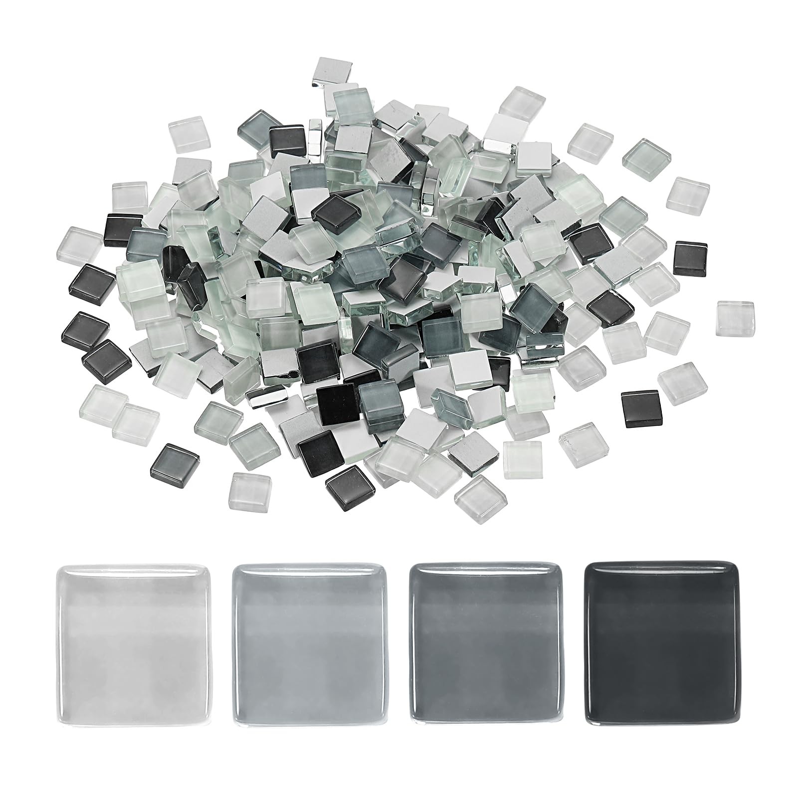 uxcell 300Pcs Glass Mosaic Tiles, 300g Square Crystal Mosaic Glass Crafts Sup…