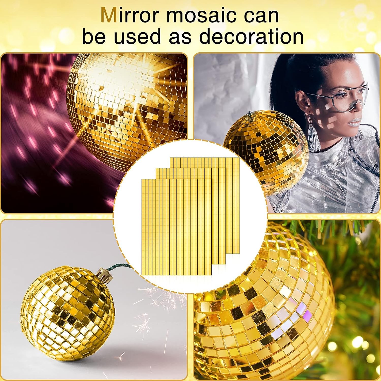 3600 Pieces Mirrors Mosaic Disco Ball Mirror Tiles Self-Adhesive Real Square Gla