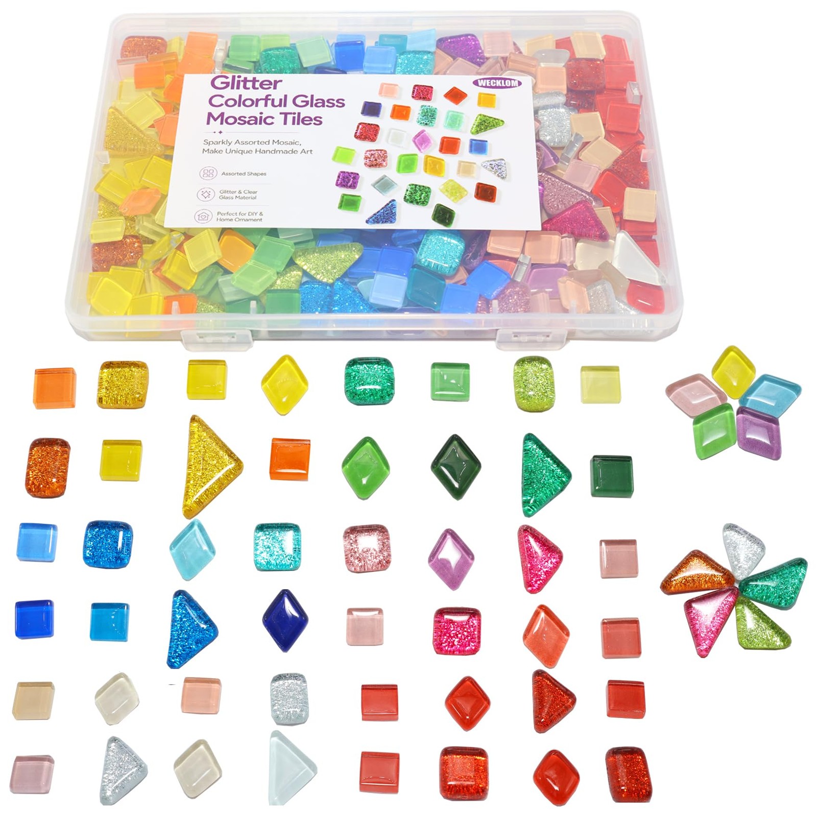 400g Mosaic Tiles for Crafts,Glass Kits, Mixed M(400g), Colors