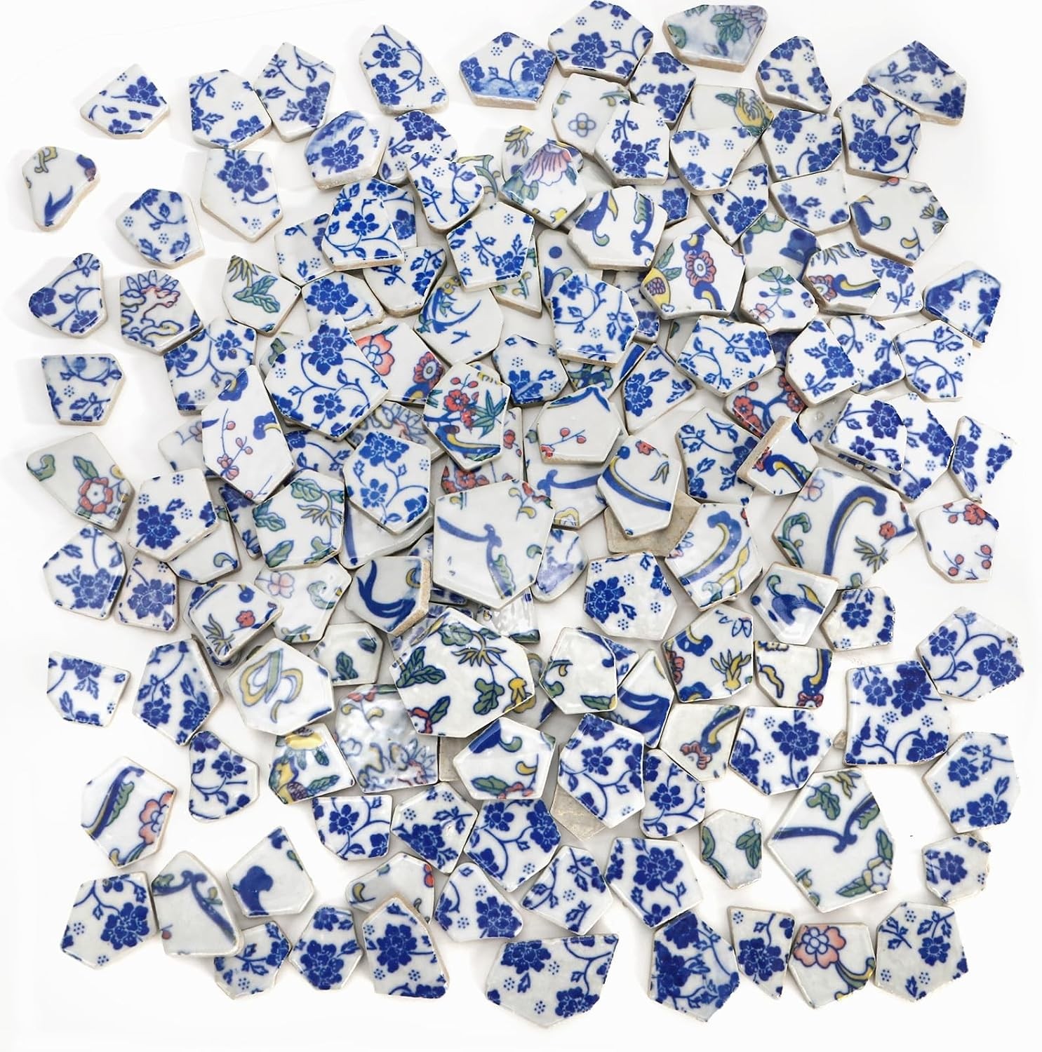 ZAVOOS Ceramic Mosaic Tiles, 2.2 Lb Irregular Glazed Small, Multicolor