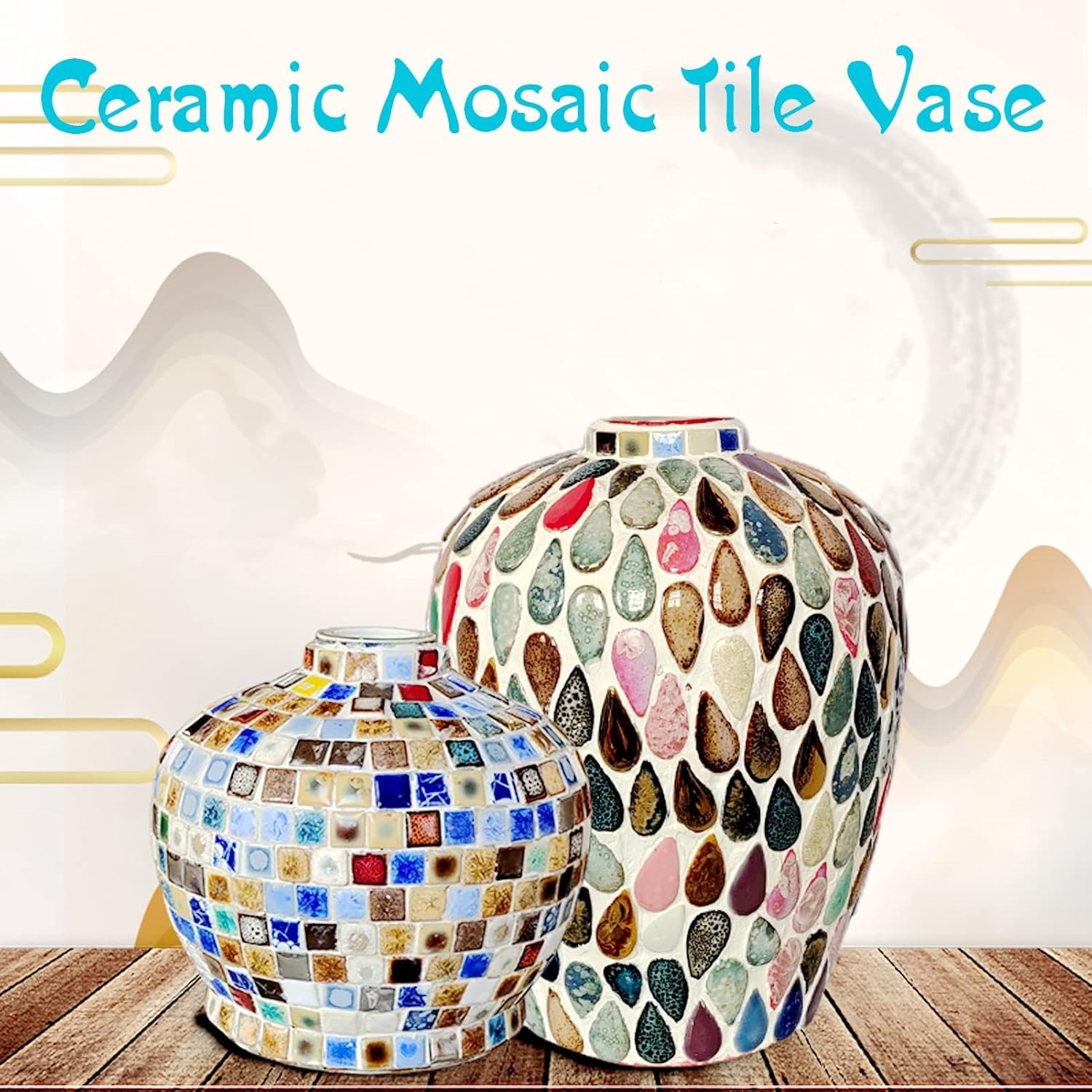 Elegant 60-Piece Art Deco Raindrop Mosaic Tiles for Creative Crafting Projects