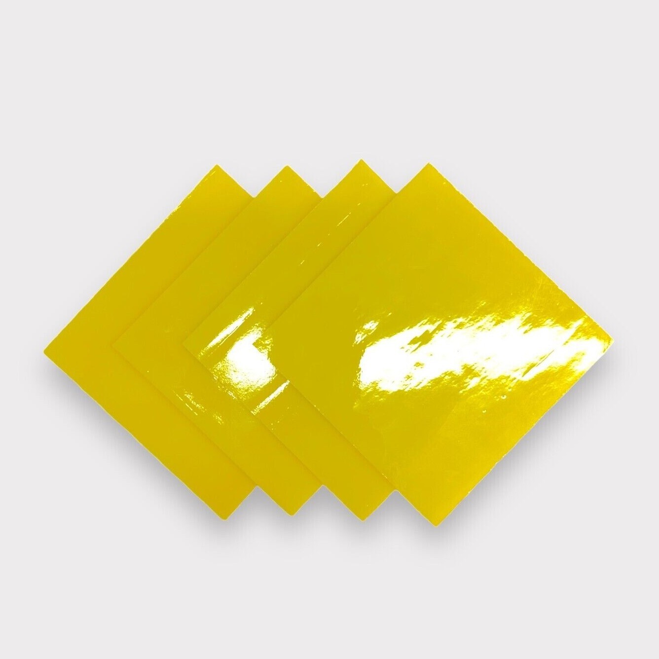 4 Pack Gold (Yellow) Tone Opaque Fusible Glass Sheets / Mosaic Squares