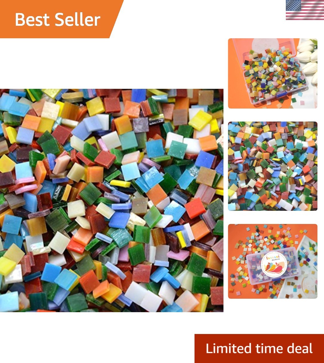 800 Assorted Stained Glass Mosaic Tiles – Rainbow Colors for Creative Arts