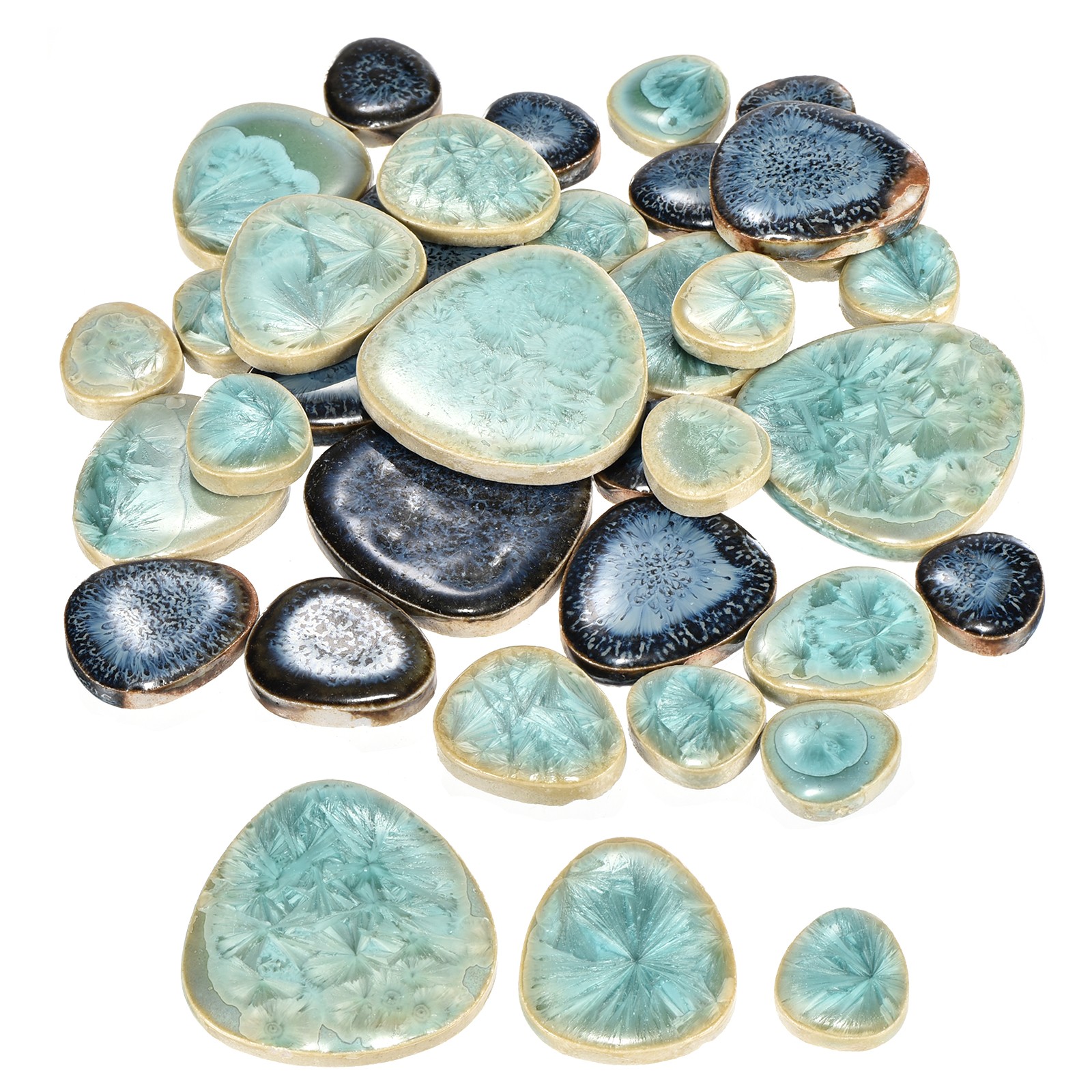 200g Ceramic Mosaic Tiles Pebble Blue Green Ceramic Tiles