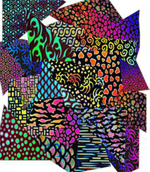 CBS Dichroic Borderline Pattern Jewelry Pack on Black Glass 1/2lb.Bag 90 COE