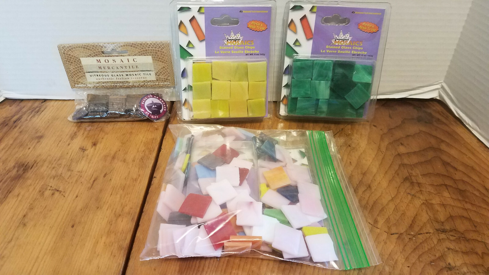 Lot of 1.5 pounds Jennifer’s Mosaic Stained Glass Chips Tile 3/4″ squares
