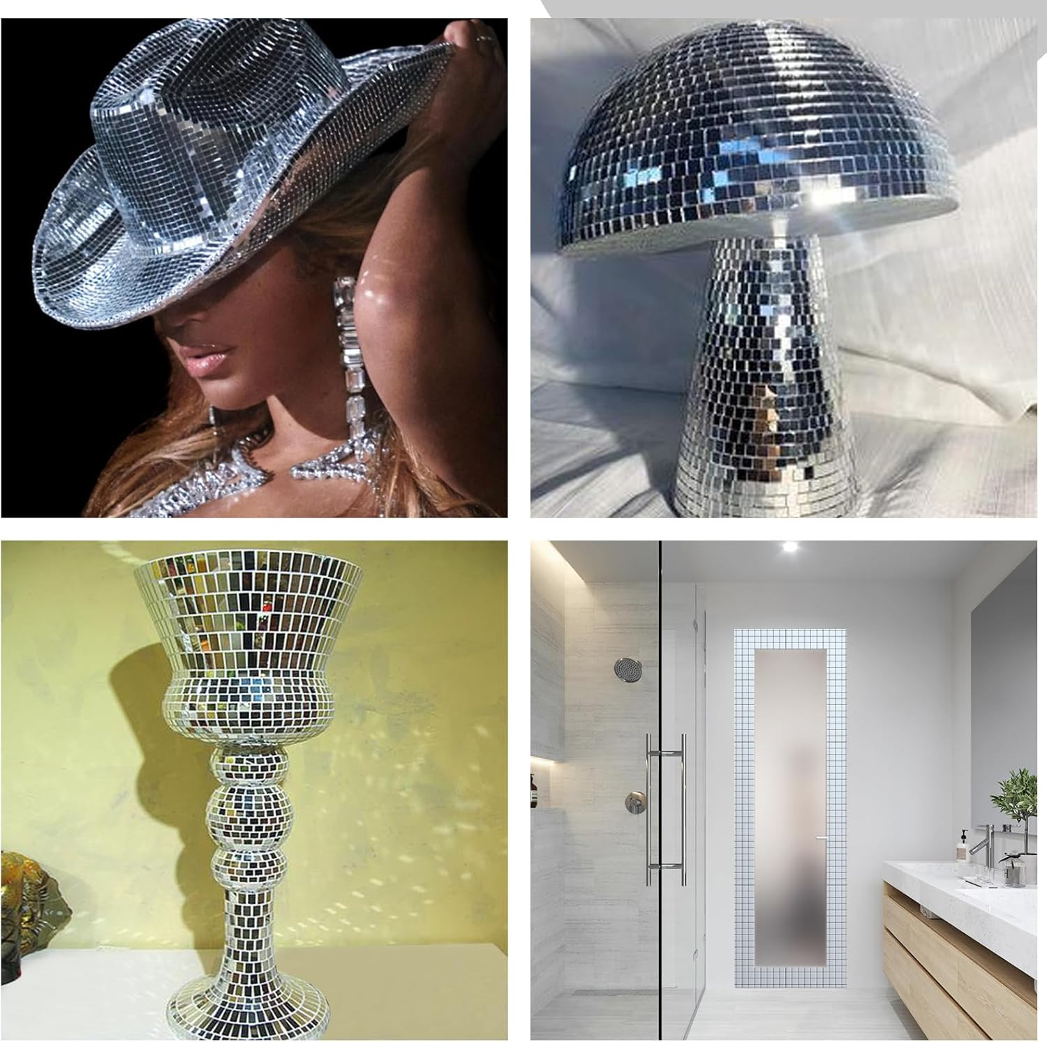 Mirror Tiles Self Adhesive, 5100 Pieces Mosaic Tiles Sheet, Disco Ball Tile