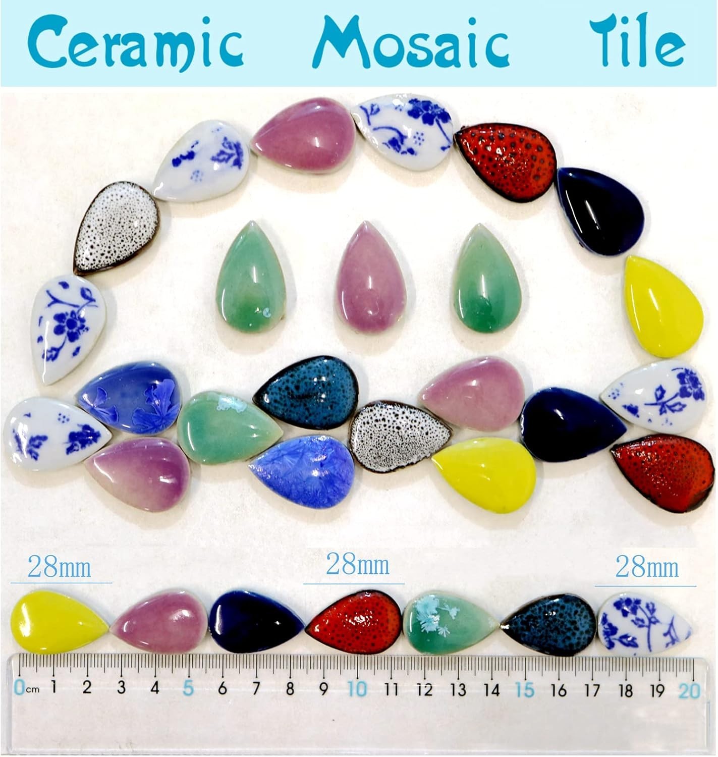 Elegant 60-Piece Art Deco Raindrop Mosaic Tiles for Creative Crafting Projects