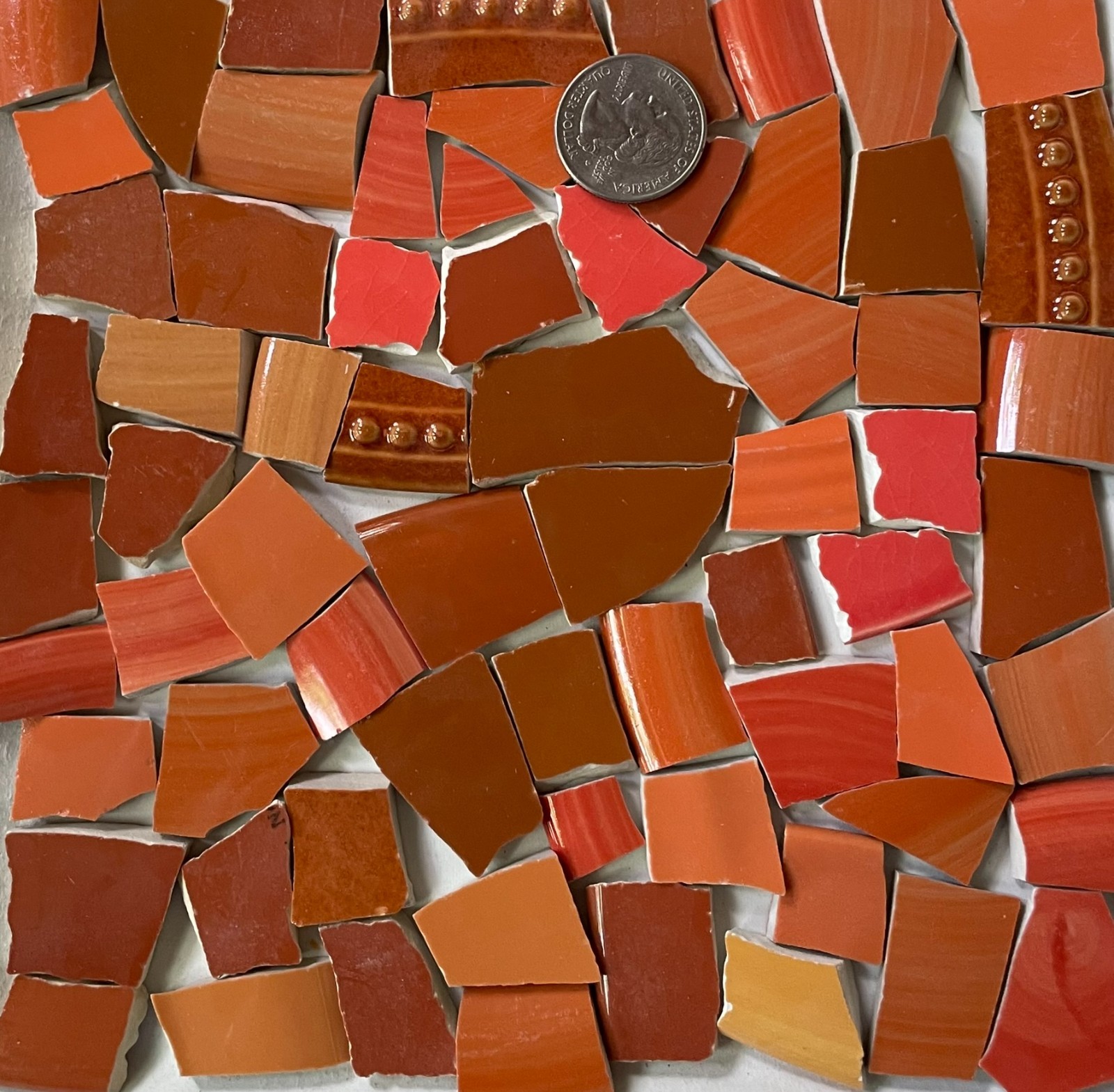 Broken China Mosaic Art Crafts Supplies – Rich Shades of Orange Tiles F482