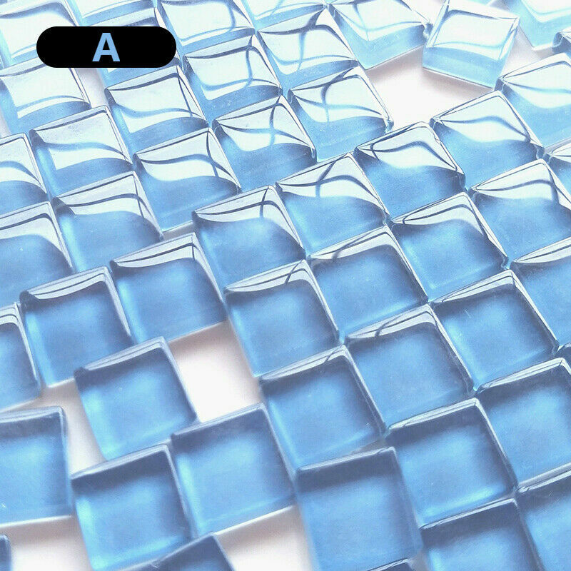 300 X Square Glass Mosaic Tiles Solid Clear for DIY Crafts Arts Home Decor