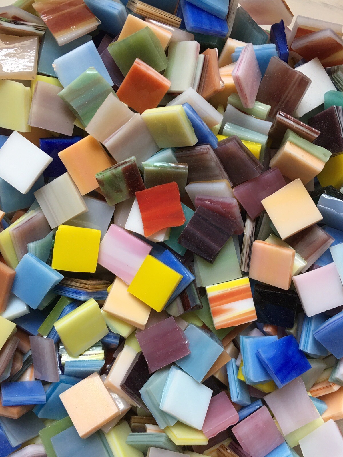 300 MOSAIC STAINED GLASS TILE SPECTRUM 1/2” HANDCUT MIX SUMMER COLORS USA SELLER