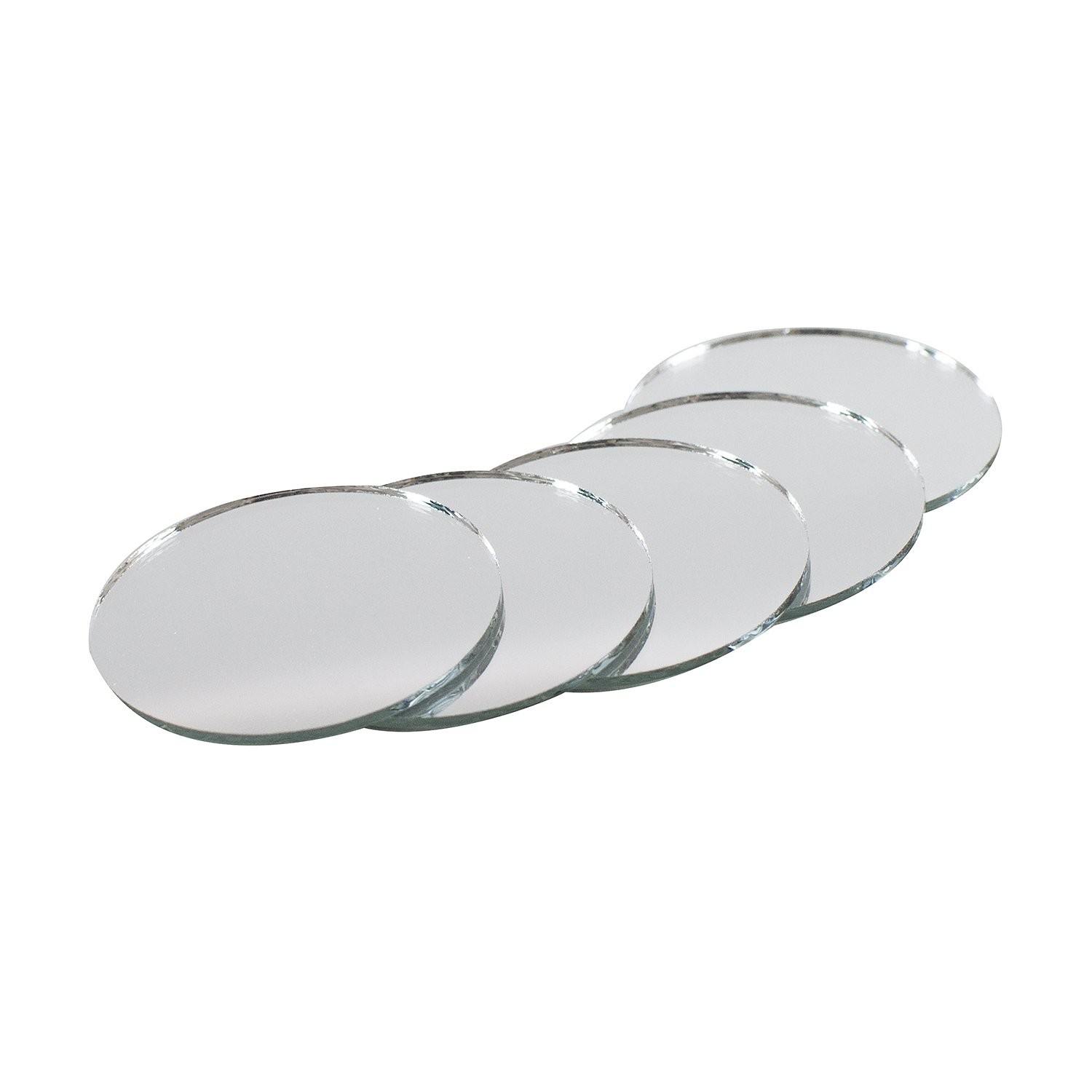 50x 2″ Round Clear Glass Mirrors for Arts Crafts DIY Mosaic Decor