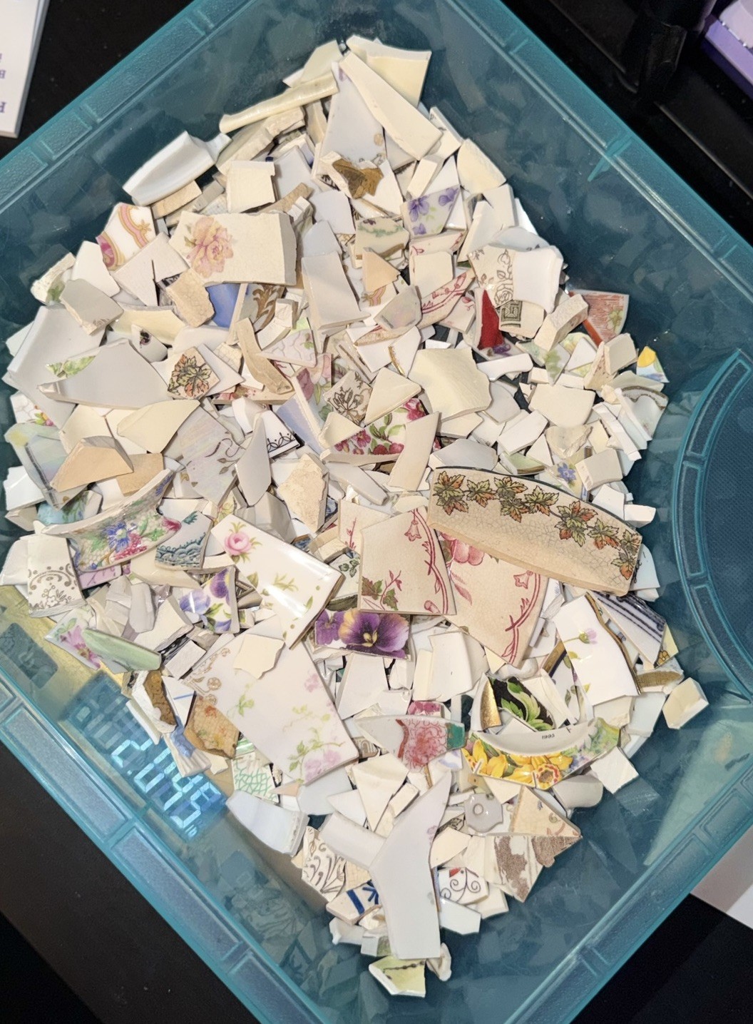 Over 2 Lbs Heavily Mixed Vintage Scrap Glass For Mosaic And Jewerly