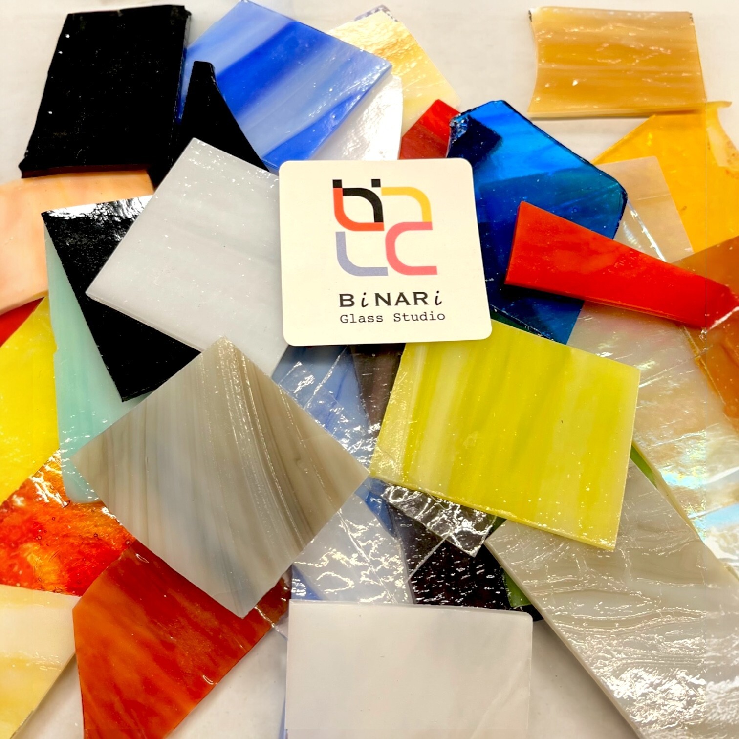 MIXED VARIETY Stained Glass Scrap Pieces, Glass Mosaic Tiles – 1.5 LB