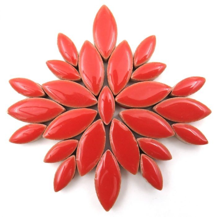 25 tiles Coral Orange Petal Shaped Ceramic Mosaic Tile Pieces – 2 Sizes