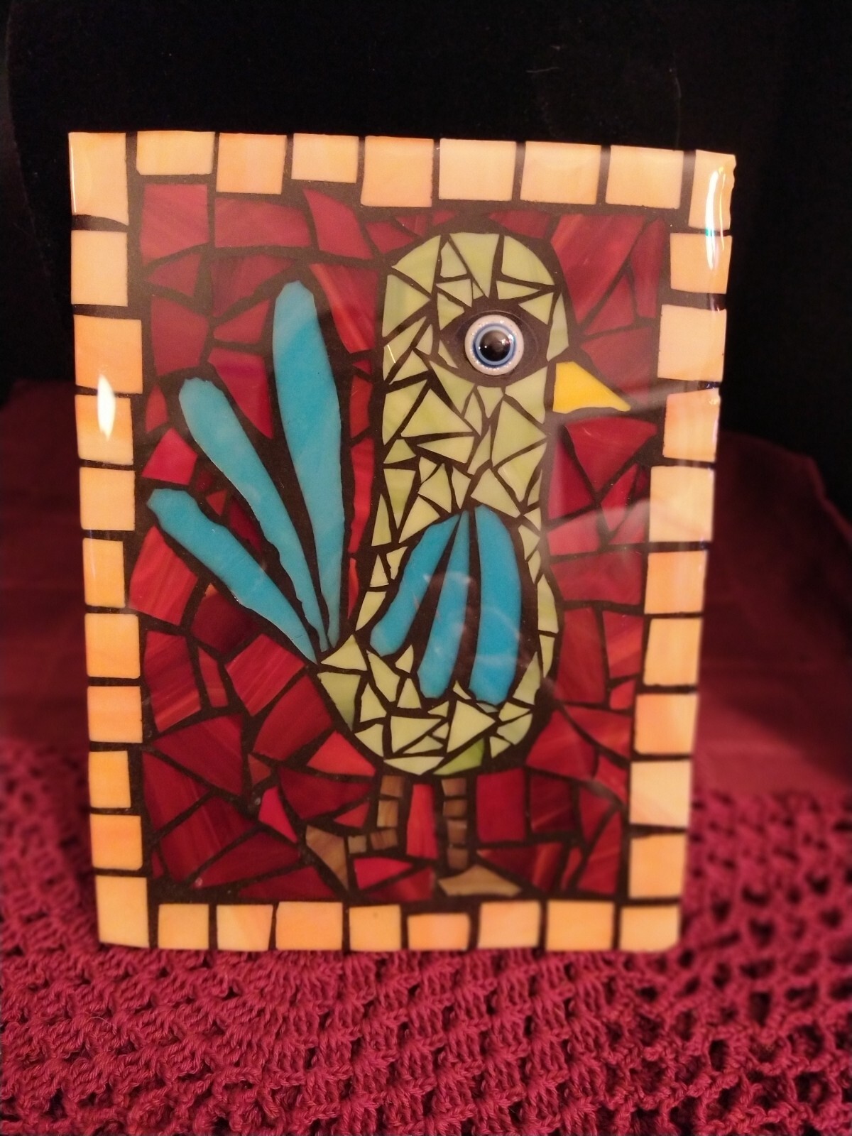 Chicken Mosaic Stained Glass Decorative Tile 7 X 5 1/2″