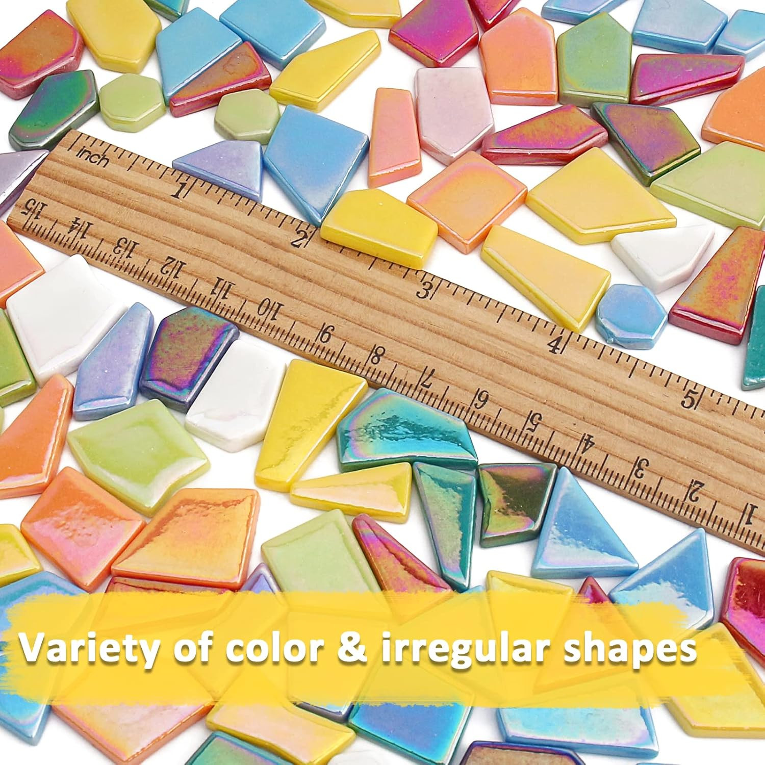 Iridescent Glass Mosaic Tiles for Crafts Bulk,200G Broken Mosaic Glass Pieces