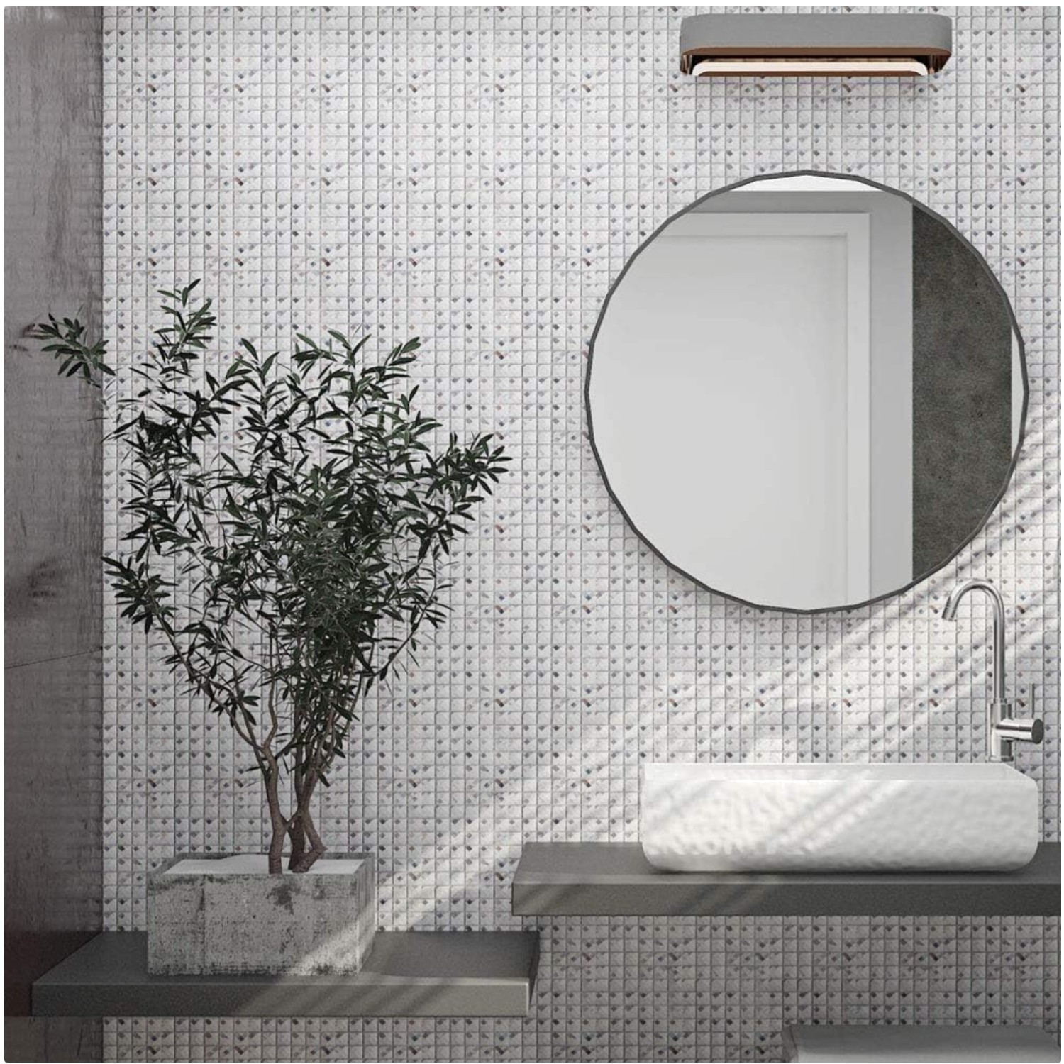 Crystal Diamond Mirror Tile – Peel and Stick, 5 Sheets