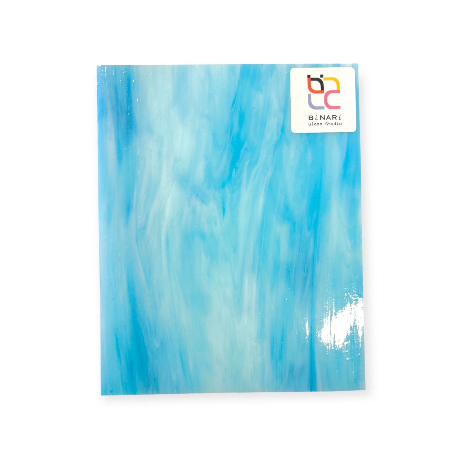 8 x 10 in Sky Blue Wispy Opal Wissmach Stained Glass Sheet | Curated by BiNARi