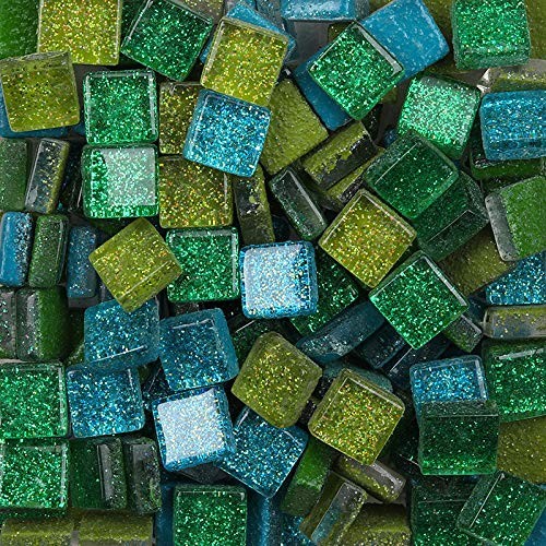Mixed Color Mosaic Glass Tiles Shine Crystal Glass Pieces Bulk Square Hedgerow