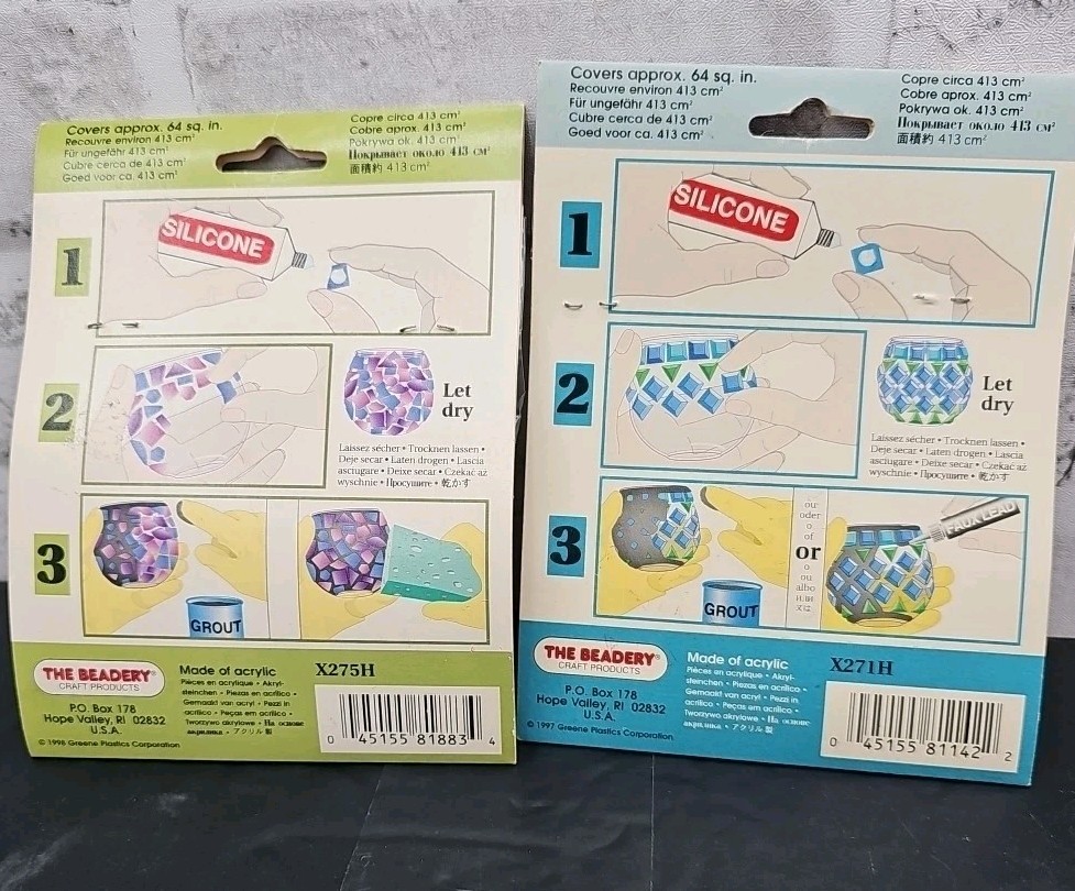 New Lot Of 8 The Beadery Clearly Mosaics Grout And Mosaic Tiles Craft Set