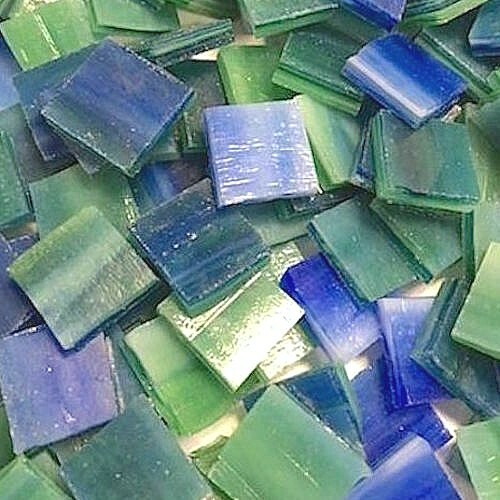 1/2″ DEEP GREEN BLUE: Stained Glass Mosaic Tiles (100 PIECES)