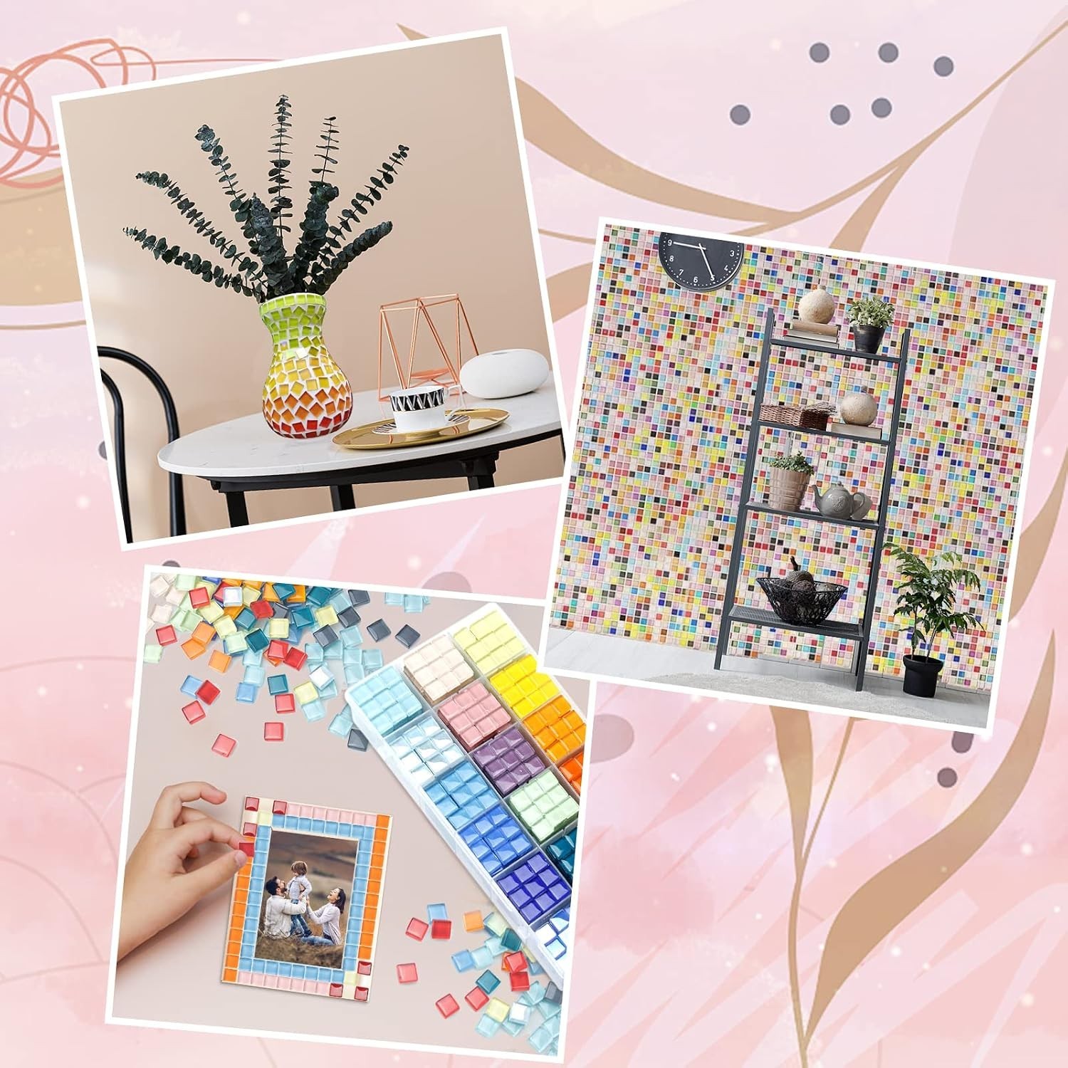 Artisan’s Dream: 900 Polished Glass Mosaic Tiles in 18 Colors with Storage Box